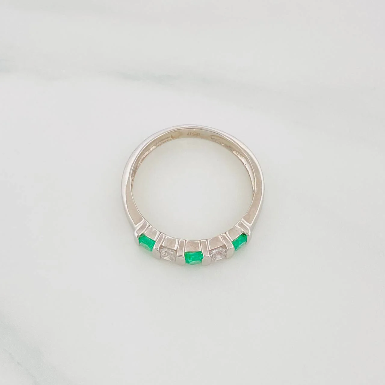 Anillo Acordeon Esmeraldas 24Pts 1.7 g / T7 1/4 Plata 925 - Image 2