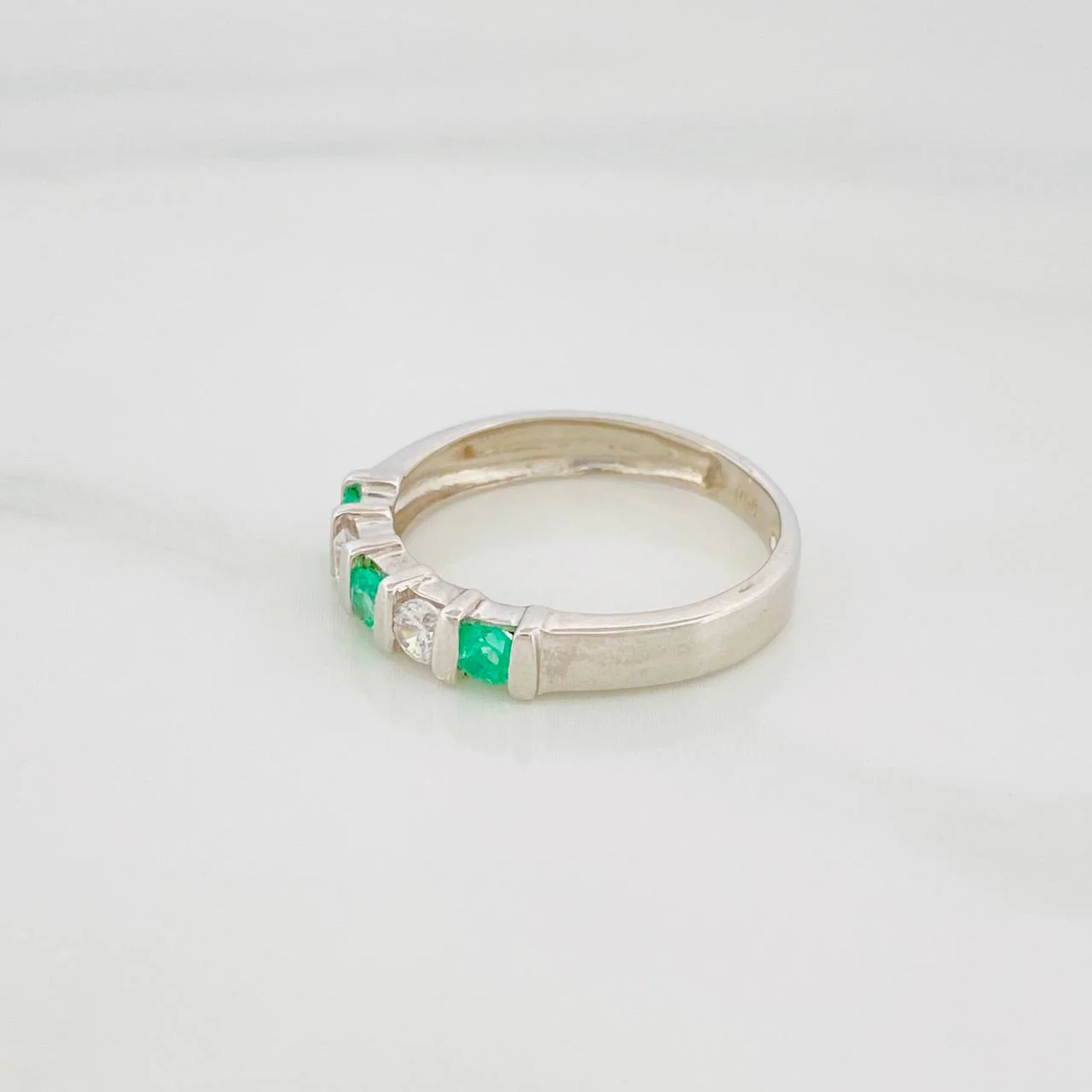 Anillo Acordeon Esmeraldas 24Pts 1.7 g / T7 1/4 Plata 925 - Image 3