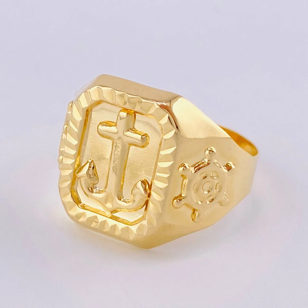 Anillo Ancla Marco Rayado 3.65 g / T10 3/4 Oro Amarillo 18K - Image 3