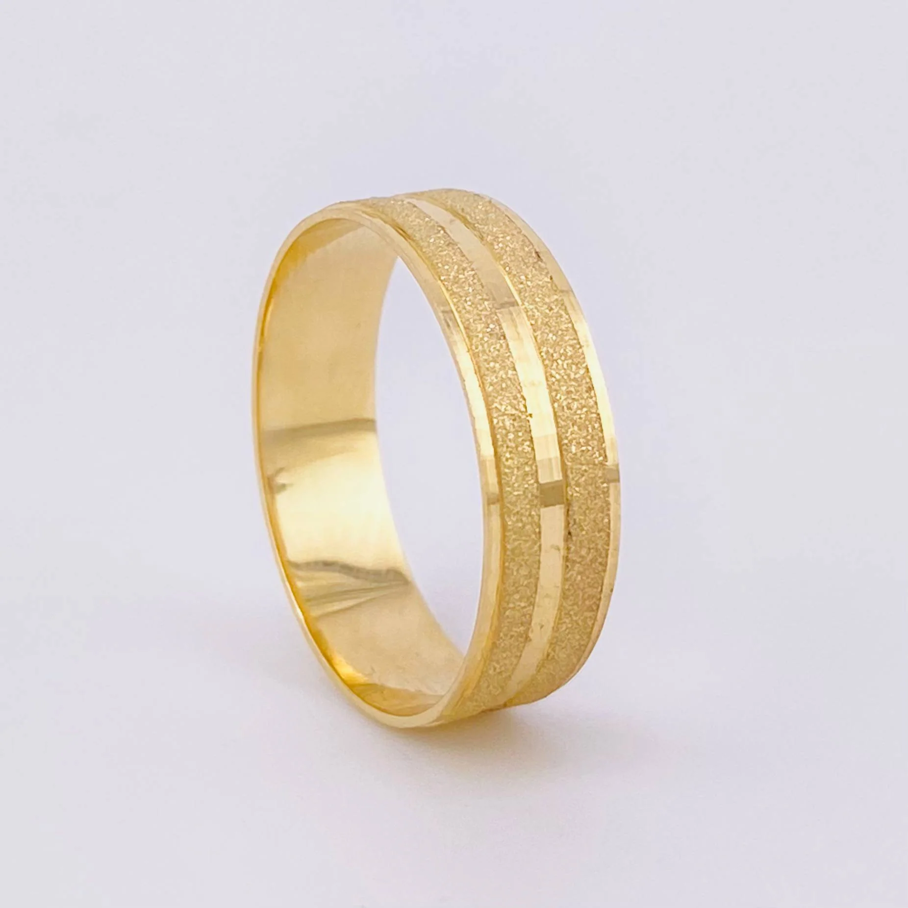 Anillo Argolla Doble Linea Mate 2.4 g / T7 Oro Amarillo 18K - Image 2