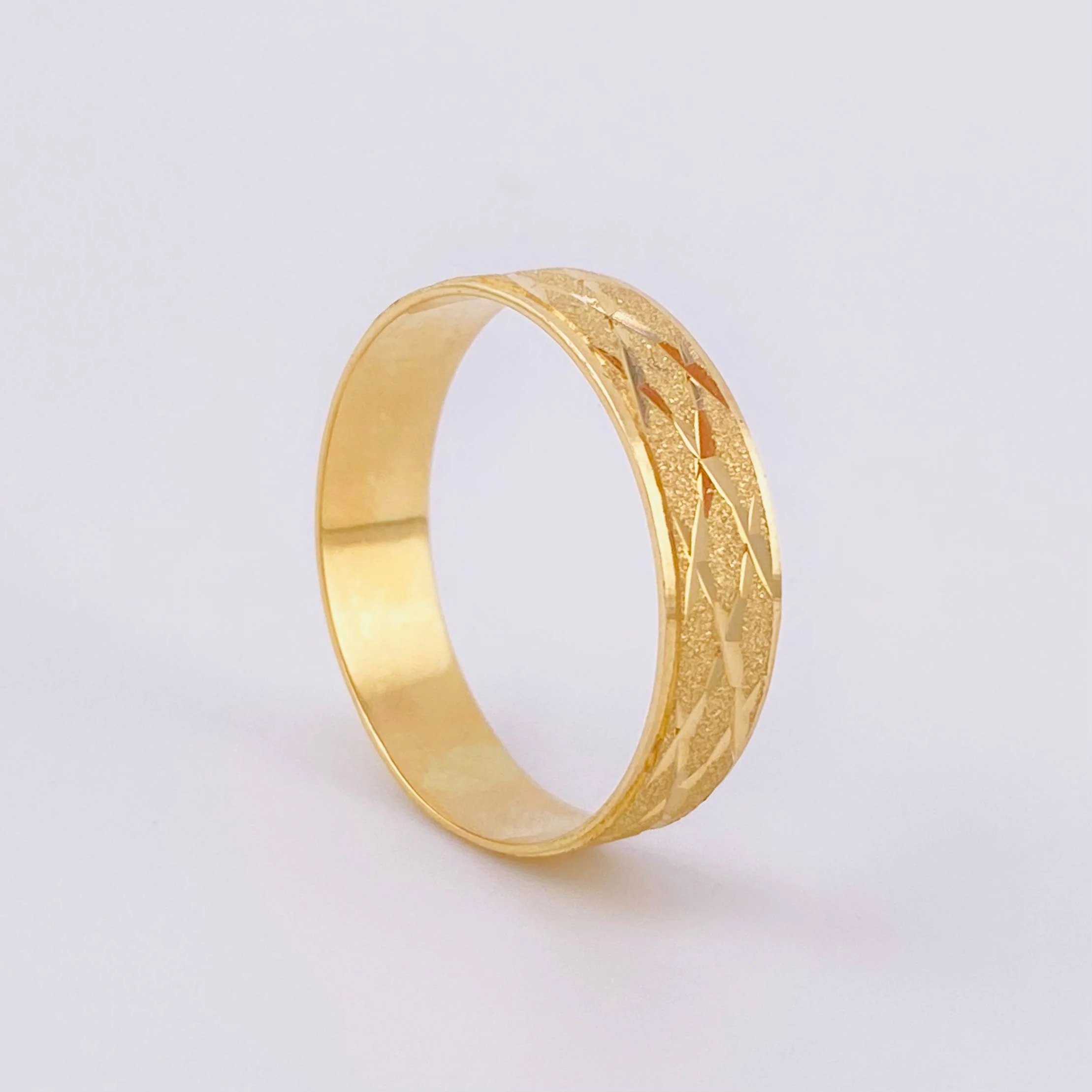 Anillo Argolla malla zig-zag diamantada 3.45g / T8 1/4 Oro Amarillo 18K - Image 2