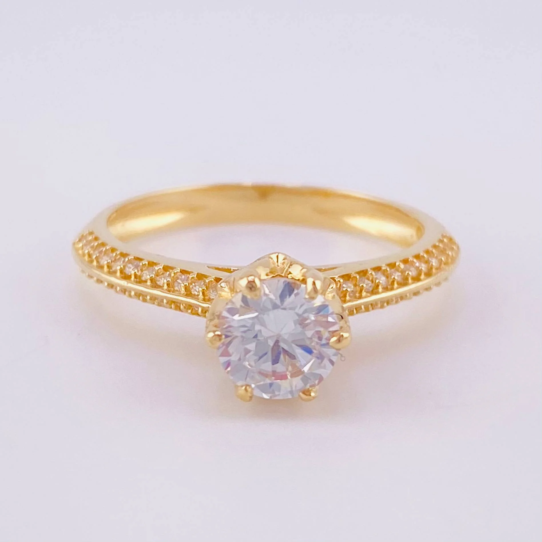 Anillo Canasta Solitario 3.7g / T7 3/4 Oro Amarillo 18K