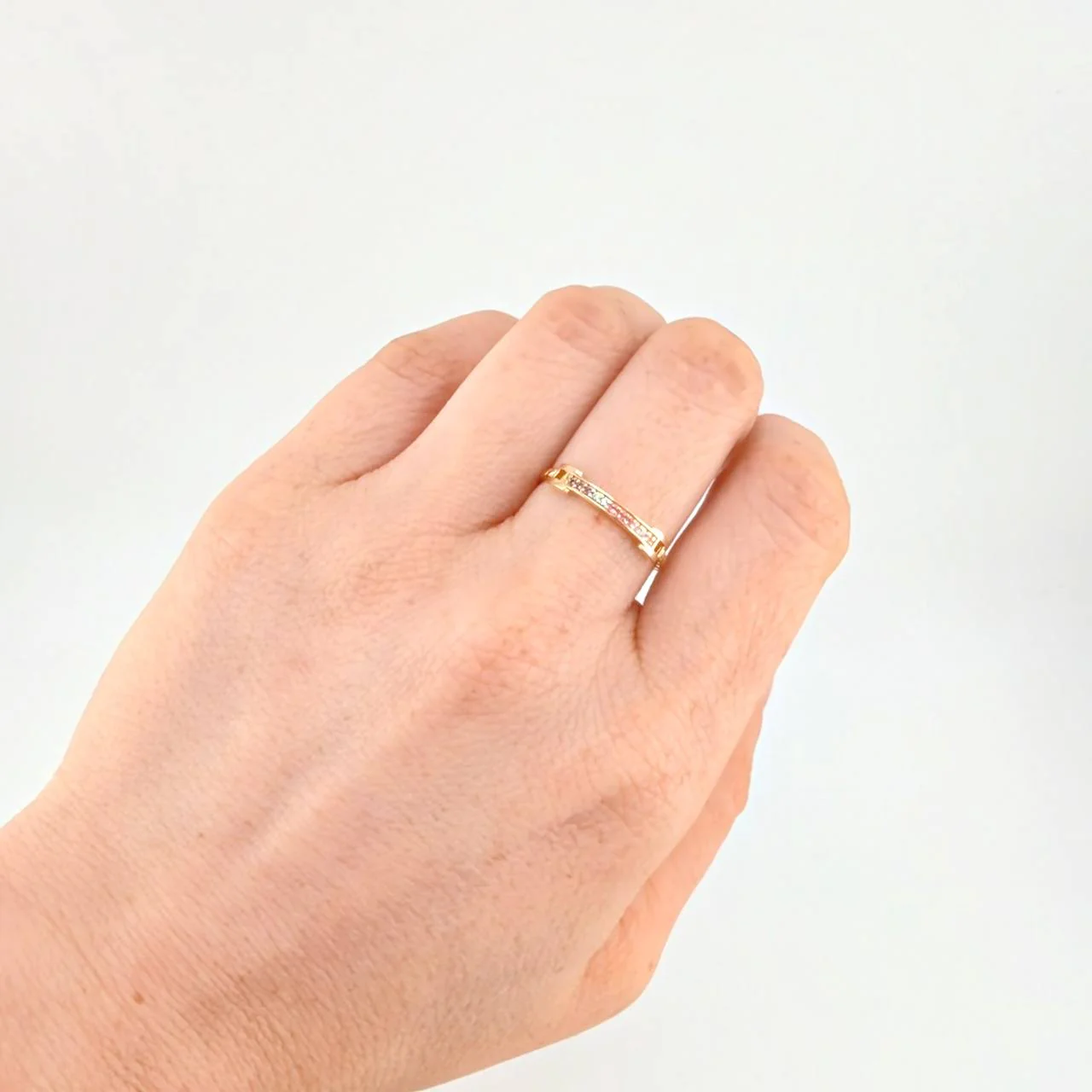 Anillo Carril Cuadrado Trenzado 1.65 g / T7 Oro Amarillo 18K - Image 4