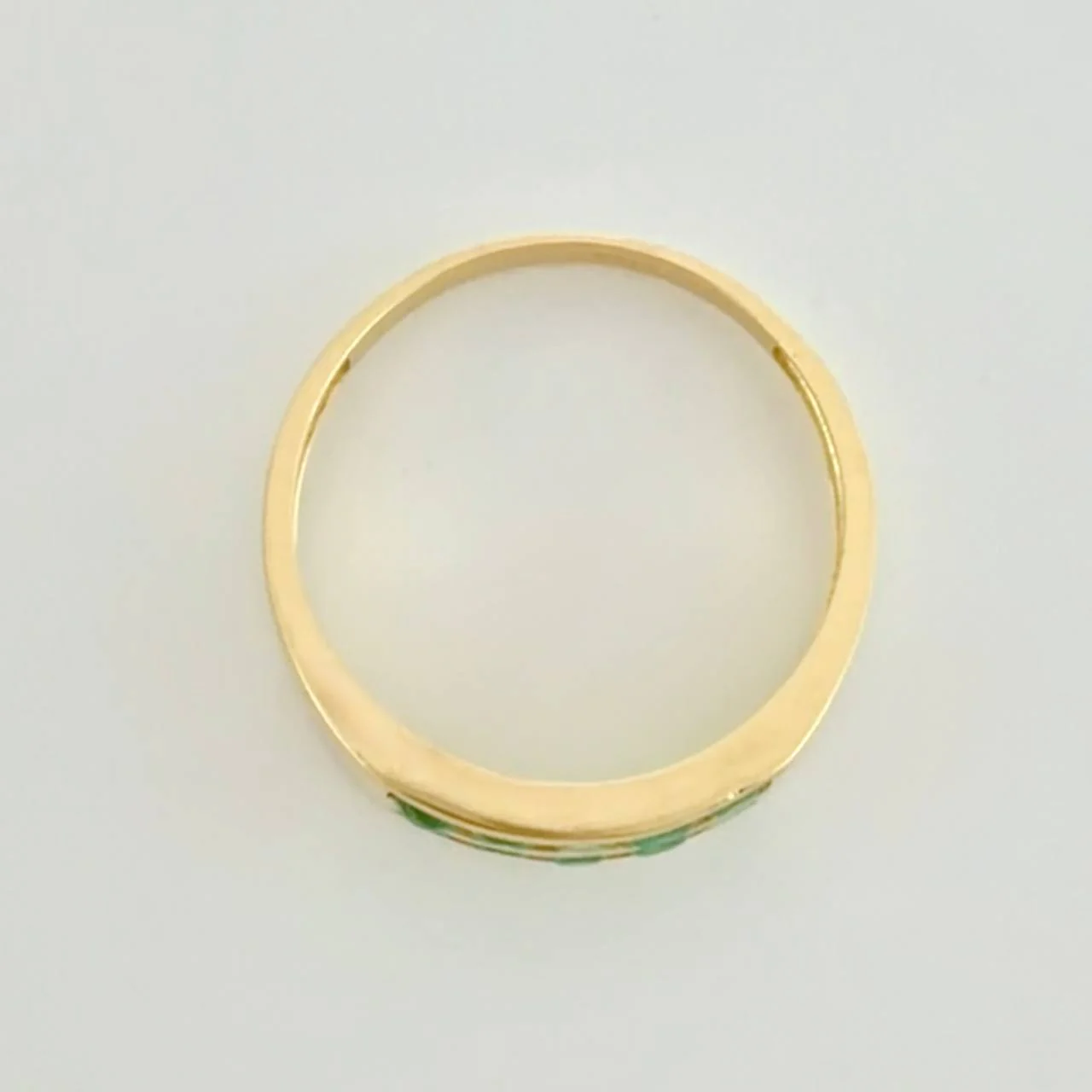 Anillo Carril Doble Linea Esmeraldas 52pts 2.8g / T7 1/4 Oro Amarillo 18K - Image 3