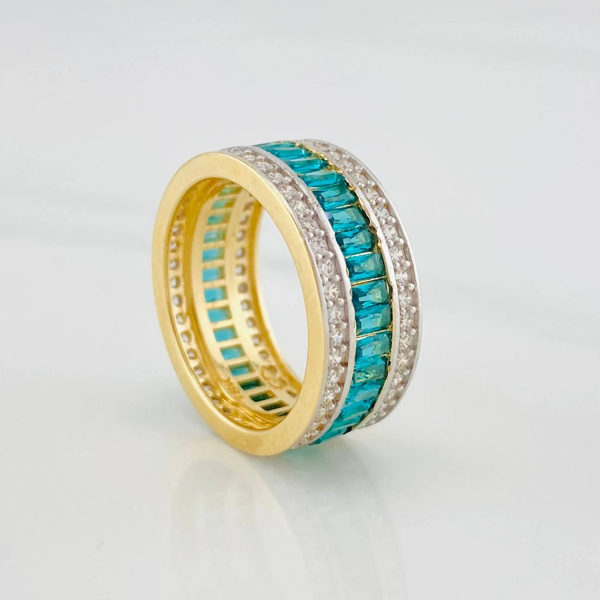 Anillo Carril Tupido 7.1g / T6 1/4 Dos Oros Amarillo Blanco 18K - Image 2