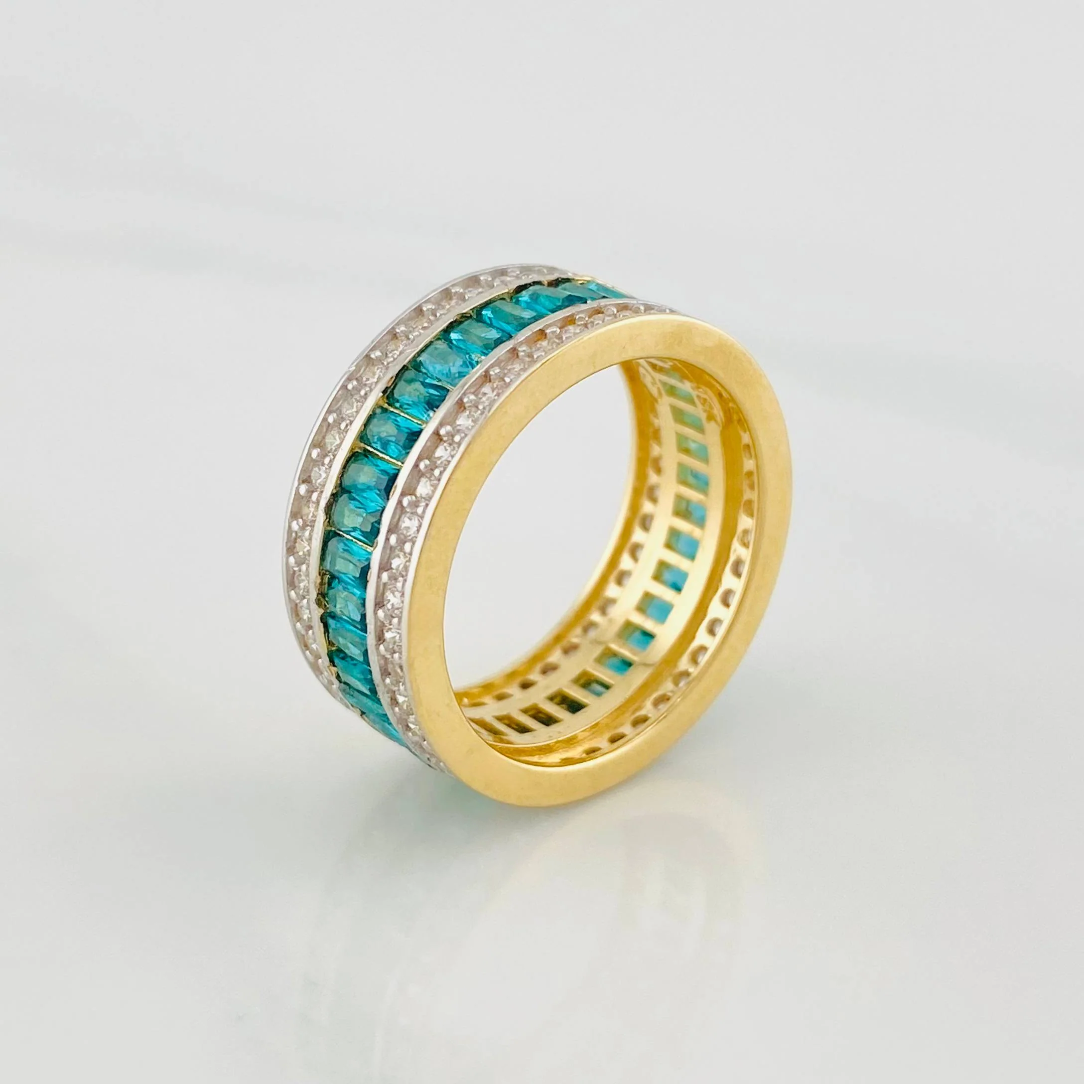 Anillo Carril Tupido 7.1g / T6 1/4 Dos Oros Amarillo Blanco 18K - Image 4