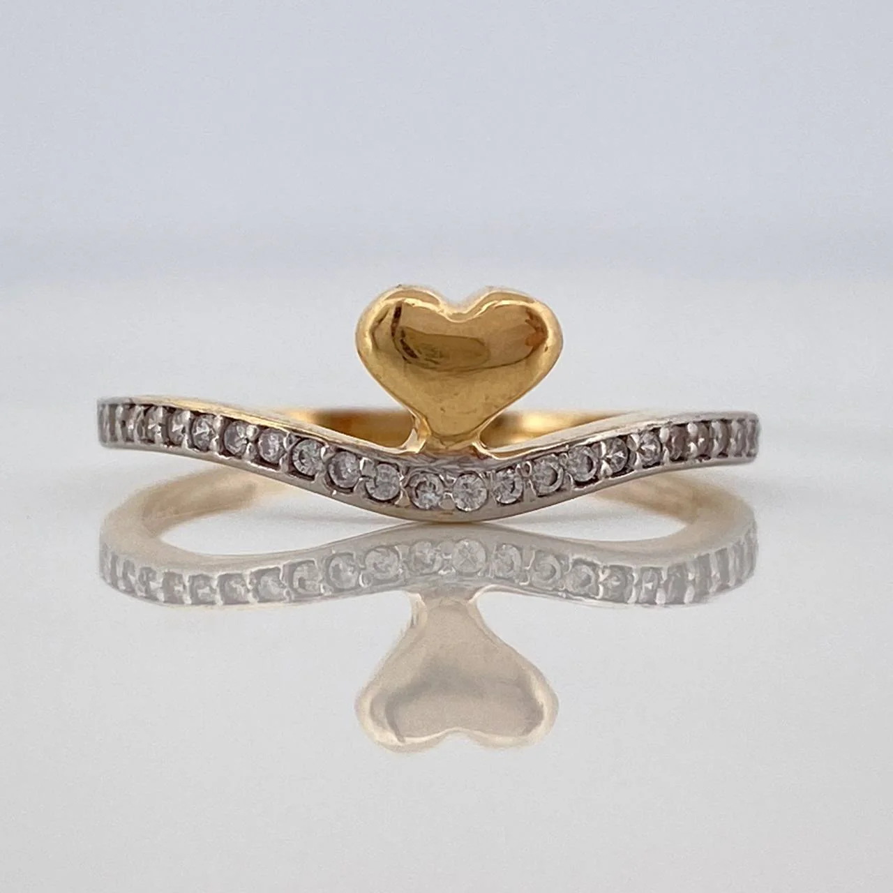 Anillo Corazon 1.85gr / T7 / Dos Oros Amarillo Blanco 18K $ - Image 2