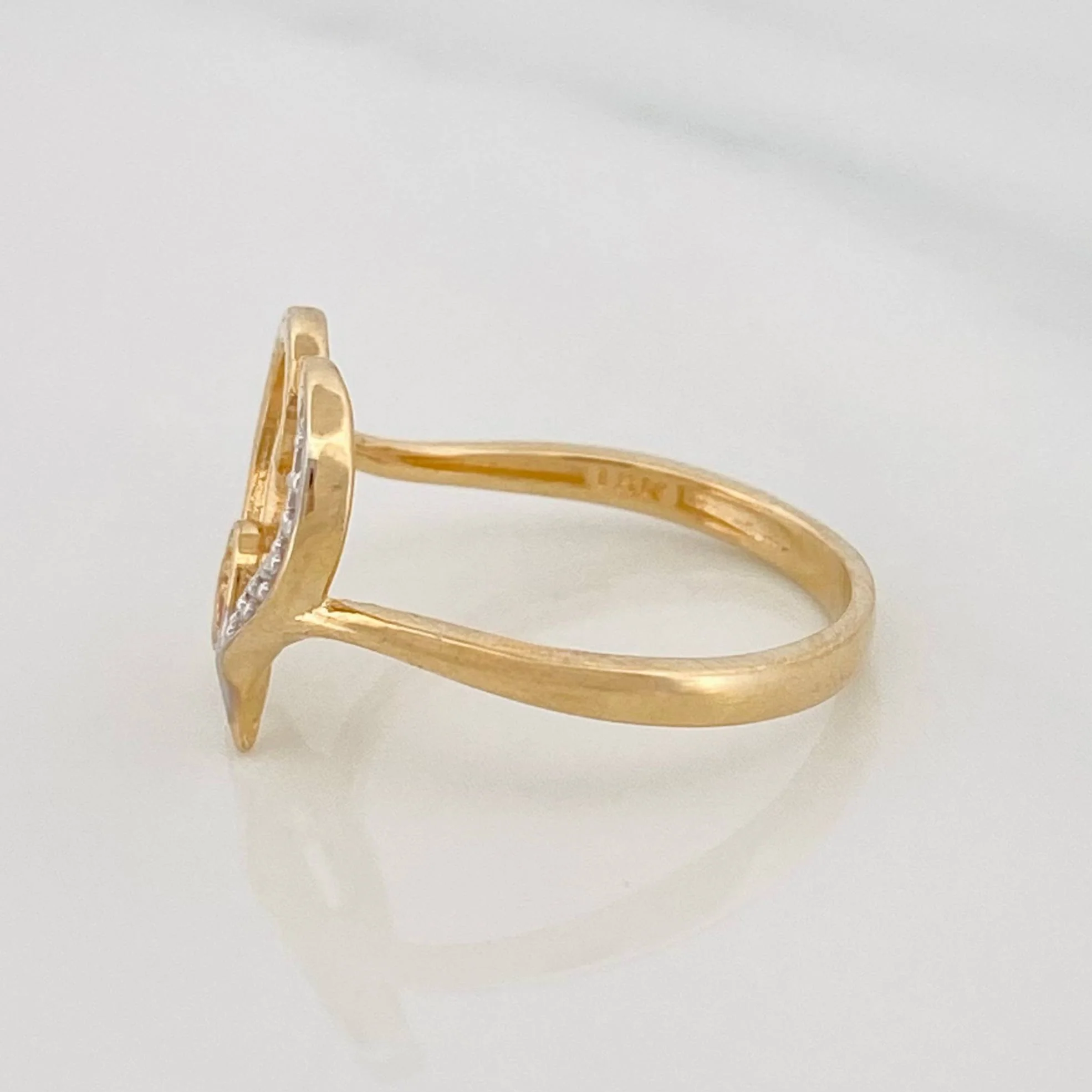 Anillo Corazon 2.15g / T5 1/2 Dos Oros Amarillo Blanco 18K - Image 3