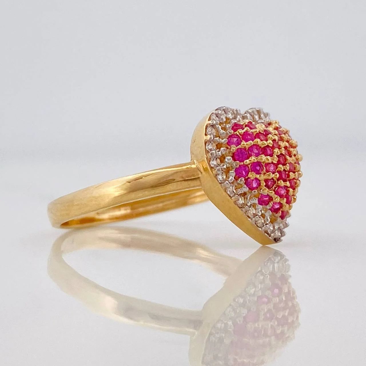 Anillo Corazón Tupido 2.65g / T6 1/2 Dos Oros Amarillo Blanco 18K - Image 3