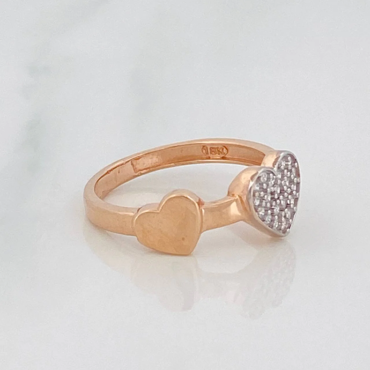 Anillo Corazones 1.95g / T4 1/4 Dos Oros Blanco Rosa 18K - Image 4