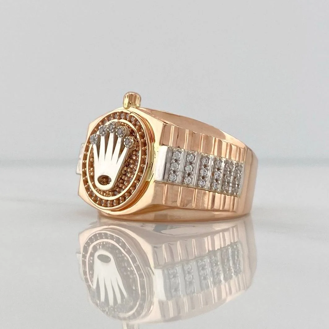 Anillo Corona 11.8 g / T10 1/2 Dos Oros Blanco Rosa 18K - Image 2