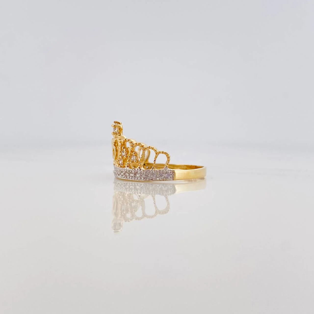 Anillo Corona 15S 3.15 g / T7 1/4 Dos Oros Amarillo Blanco 18K - Image 2