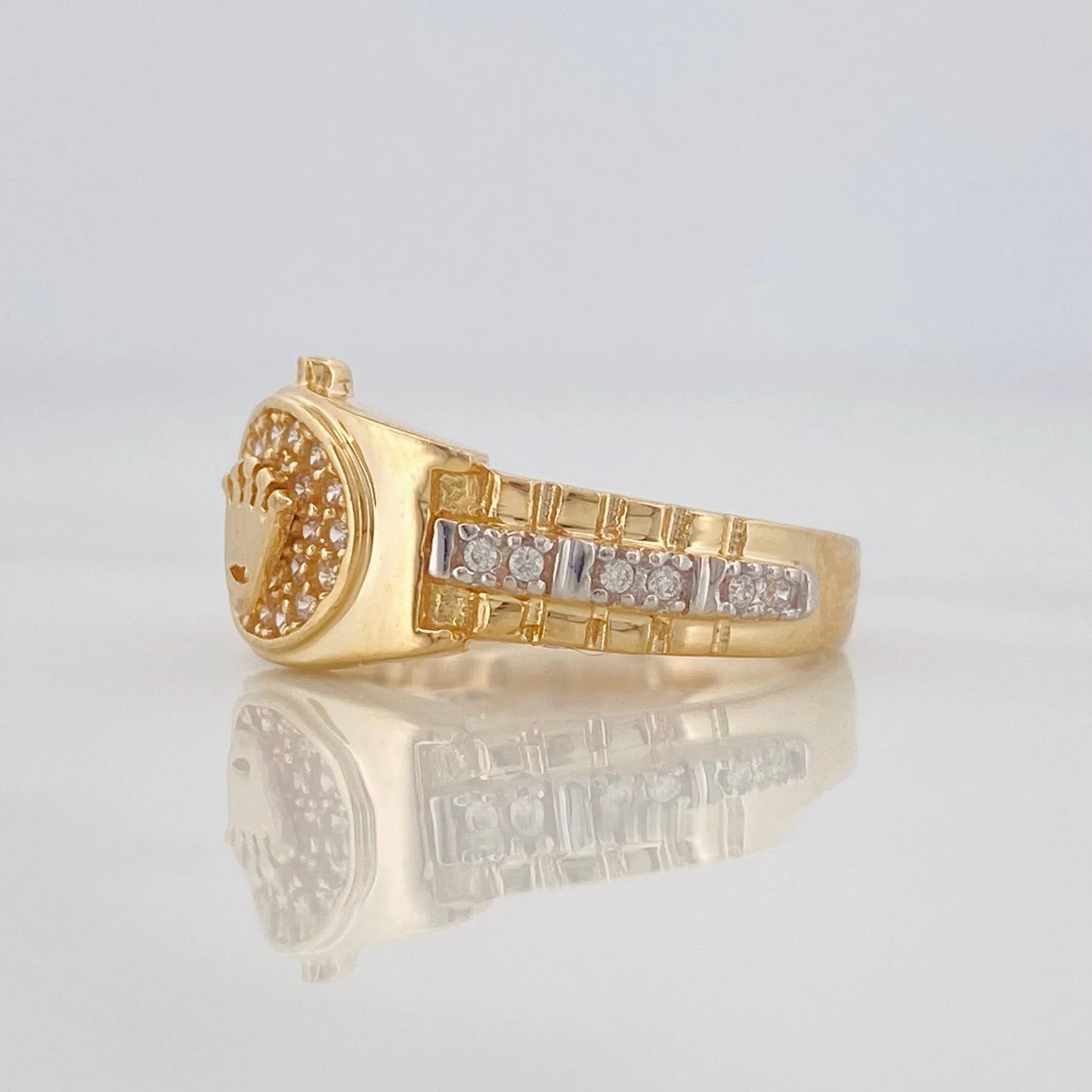 Anillo Corona 3.45g / T6 1/4 Dos Oros Amarillo Blanco 18K - Image 3