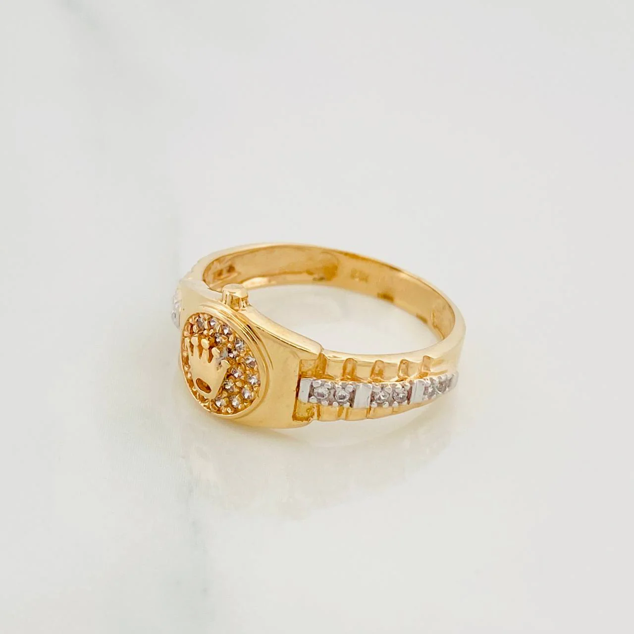 Anillo Corona 3.65 g / T6 1/2 Dos Oros Amarillo Blanco 18K - Image 3