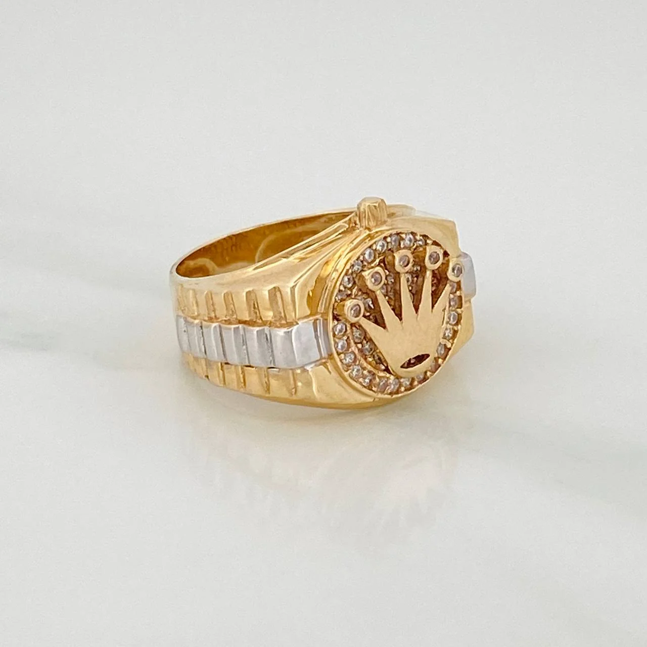 Anillo Corona 7.35gr / T7 / Dos Oros Amarillo Blanco 18K $ - Image 2