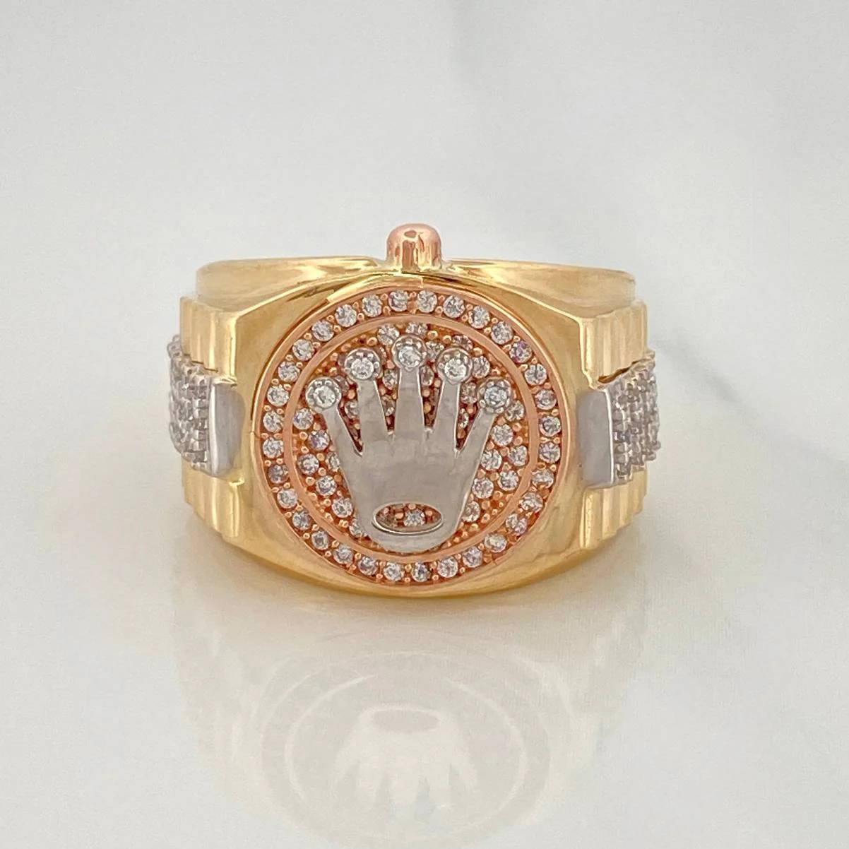 Anillo Correa Corona 10.9 g / T8 3/4 Tres Oros 18K