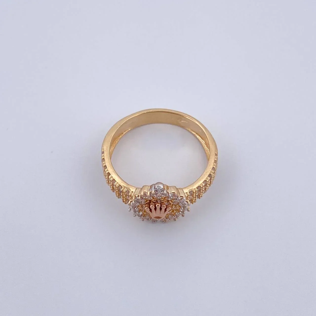 Anillo Correa Corona 3.15 g / T7 3/4 Dos Oros Amarillo Rosa 18K - Image 2