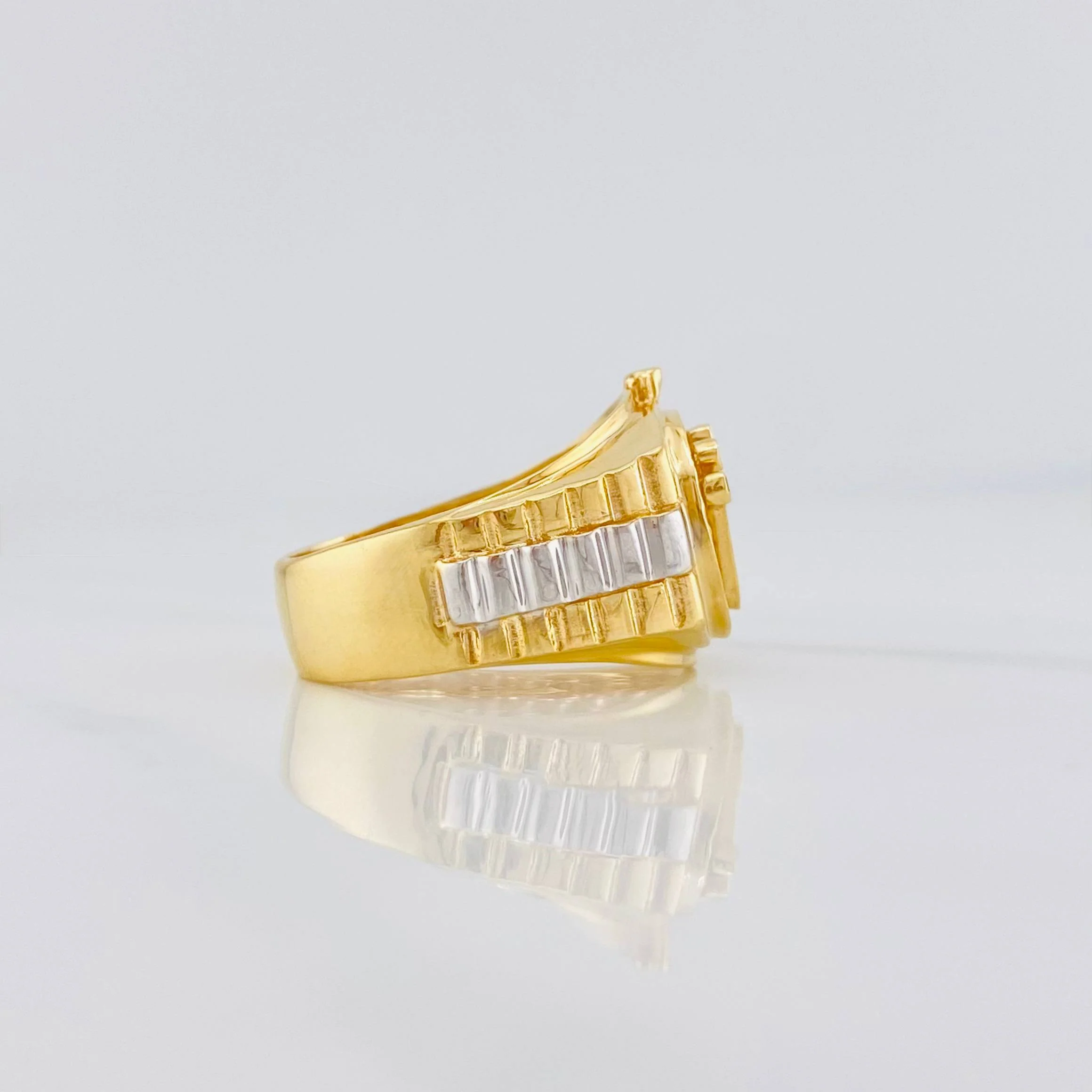 Anillo Correa Corona 7.2 g / T7 3/4 Dos Oros Amarillo Blanco 18K - Image 4