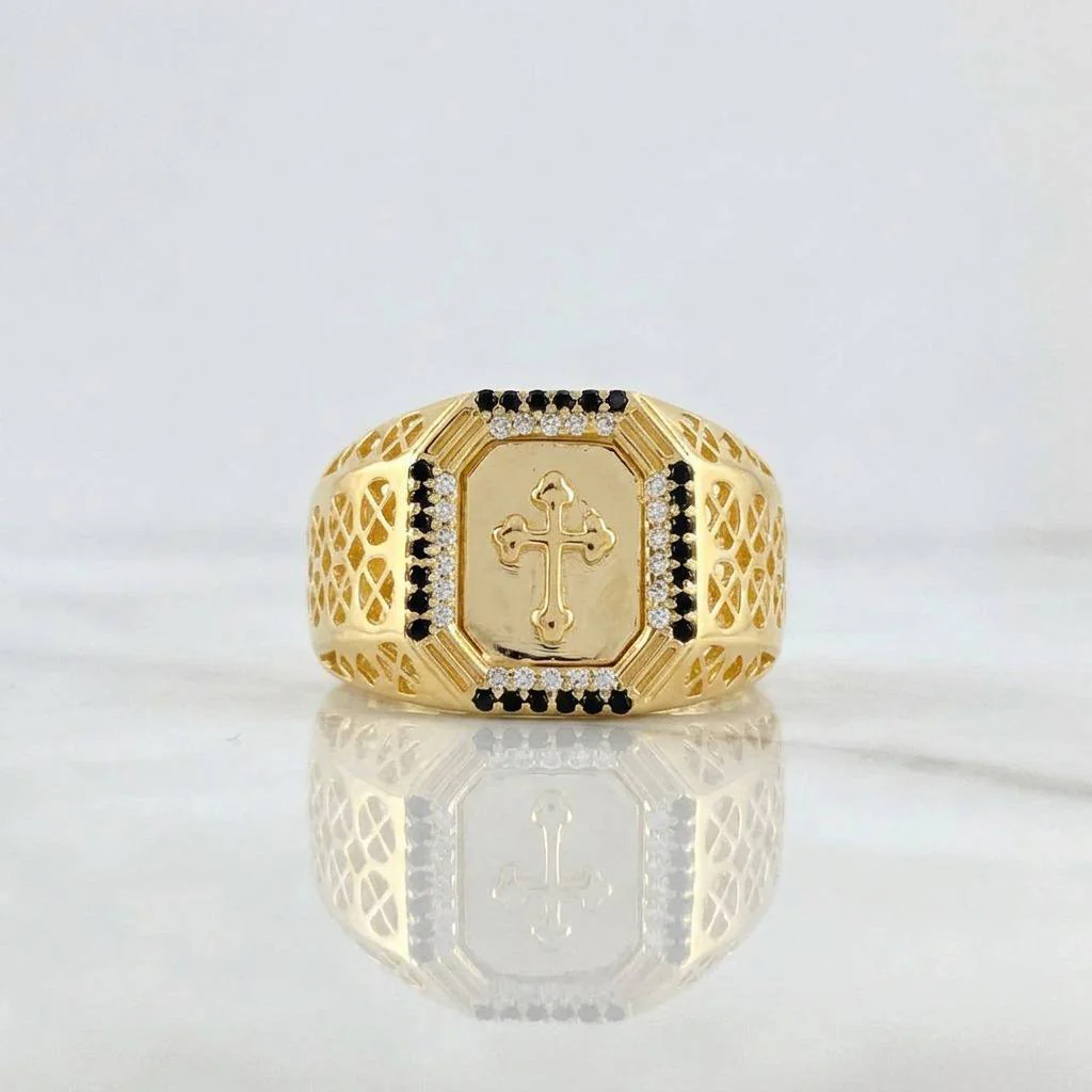 Anillo Cruz Bordeada 8g / T10 3/4 Oro Amarillo 18K