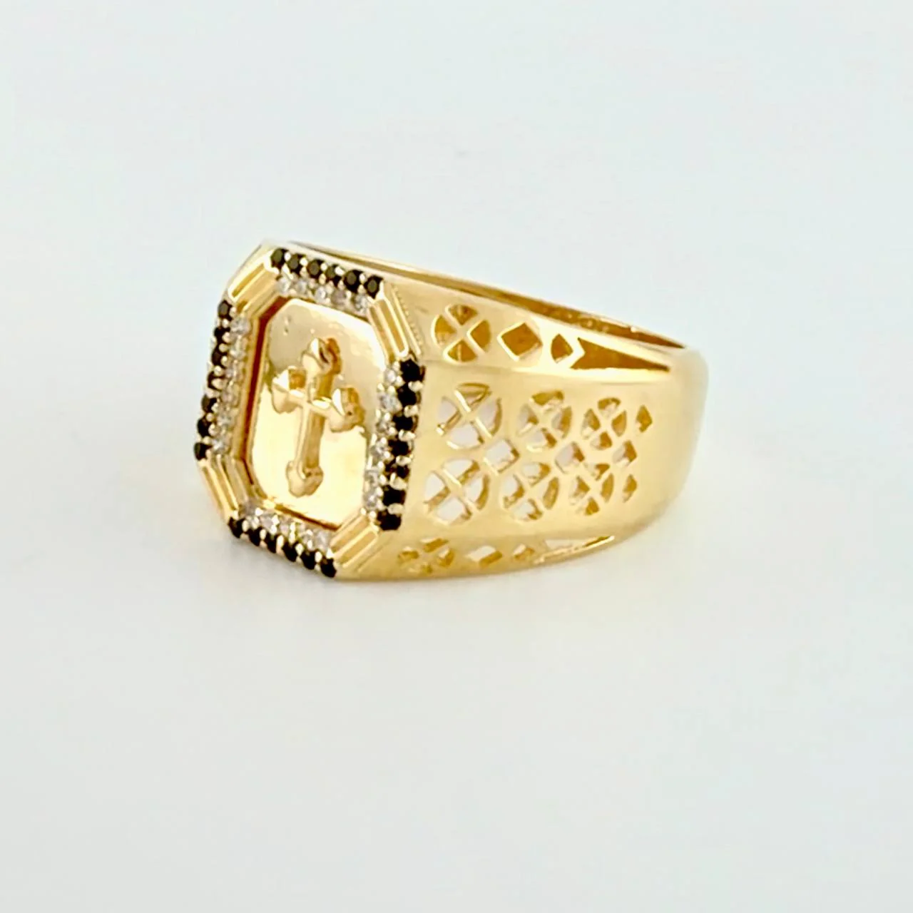 Anillo Cruz Bordeada 8g / T10 3/4 Oro Amarillo 18K - Image 3