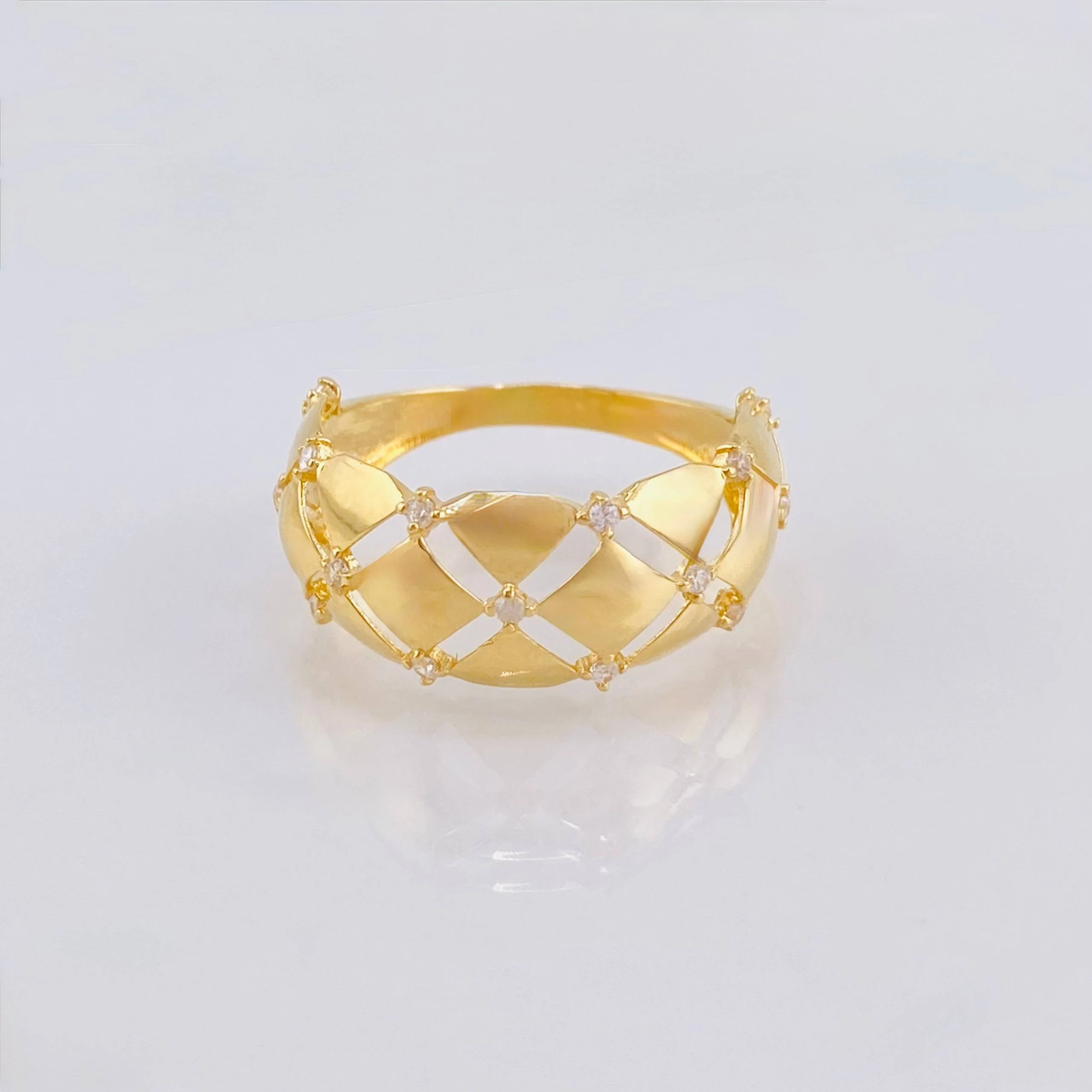 Anillo Enrejado Destallantes 2.3gr / T8 / Oro Amarillo 18K *