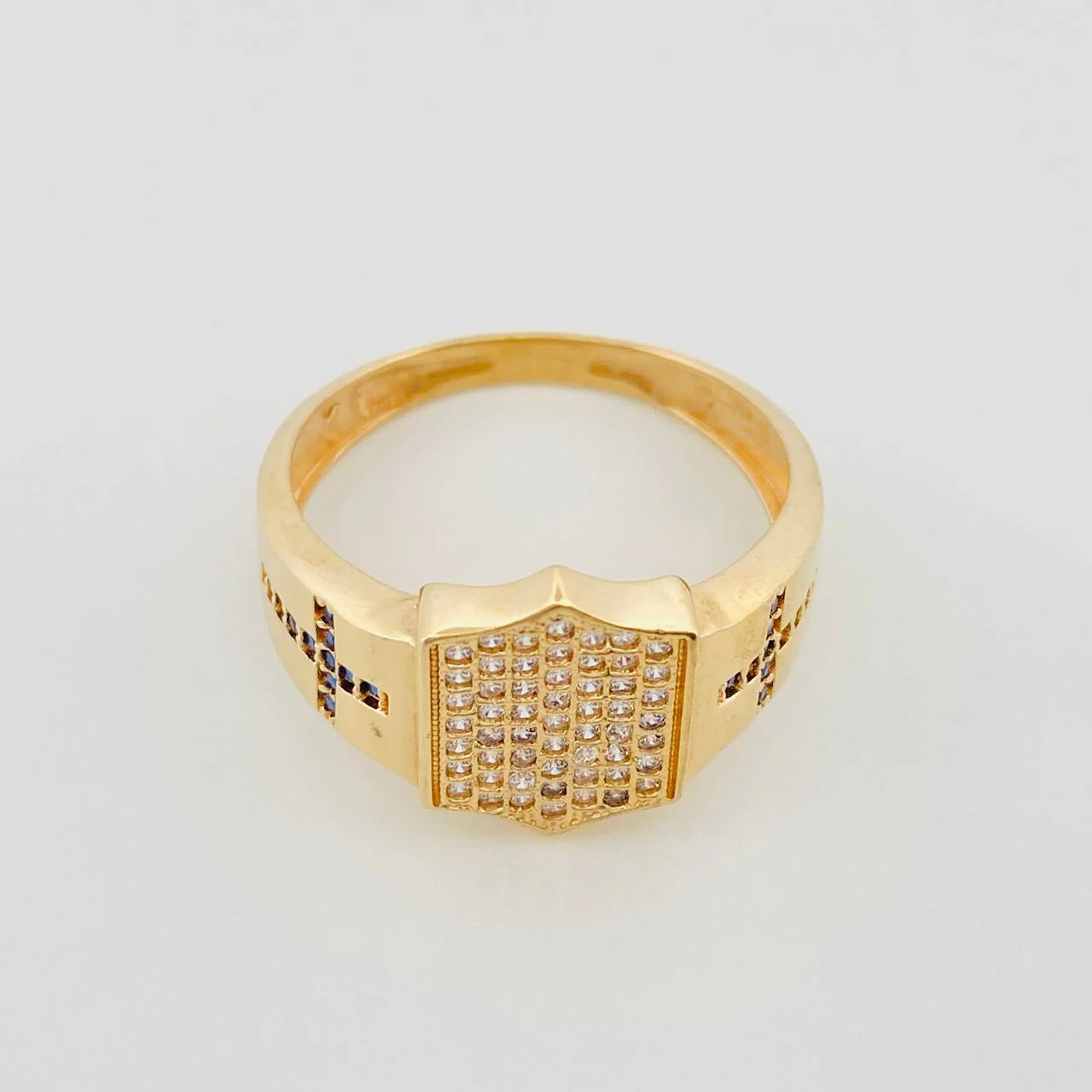Anillo Escudo Cruz 4.35g / T10 1/4 Oro Amarillo 18K