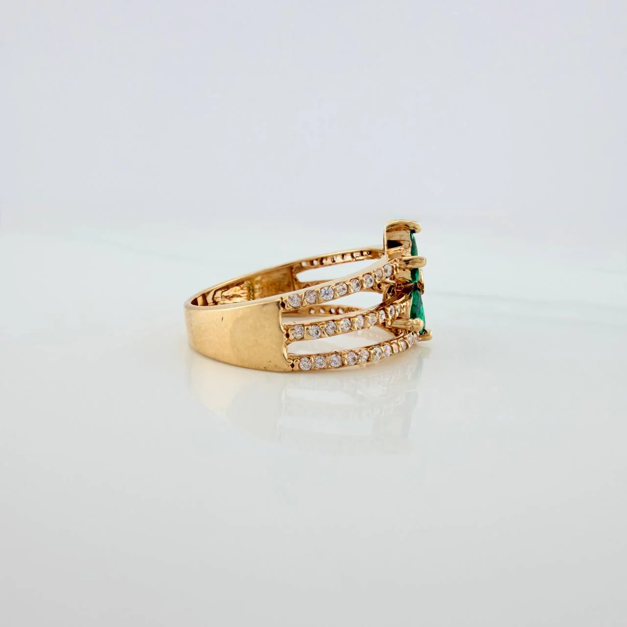 Anillo Flor Tres Lineas 3.85gr / T7 1/2 / Oro Amarillo 18K $ - Image 5