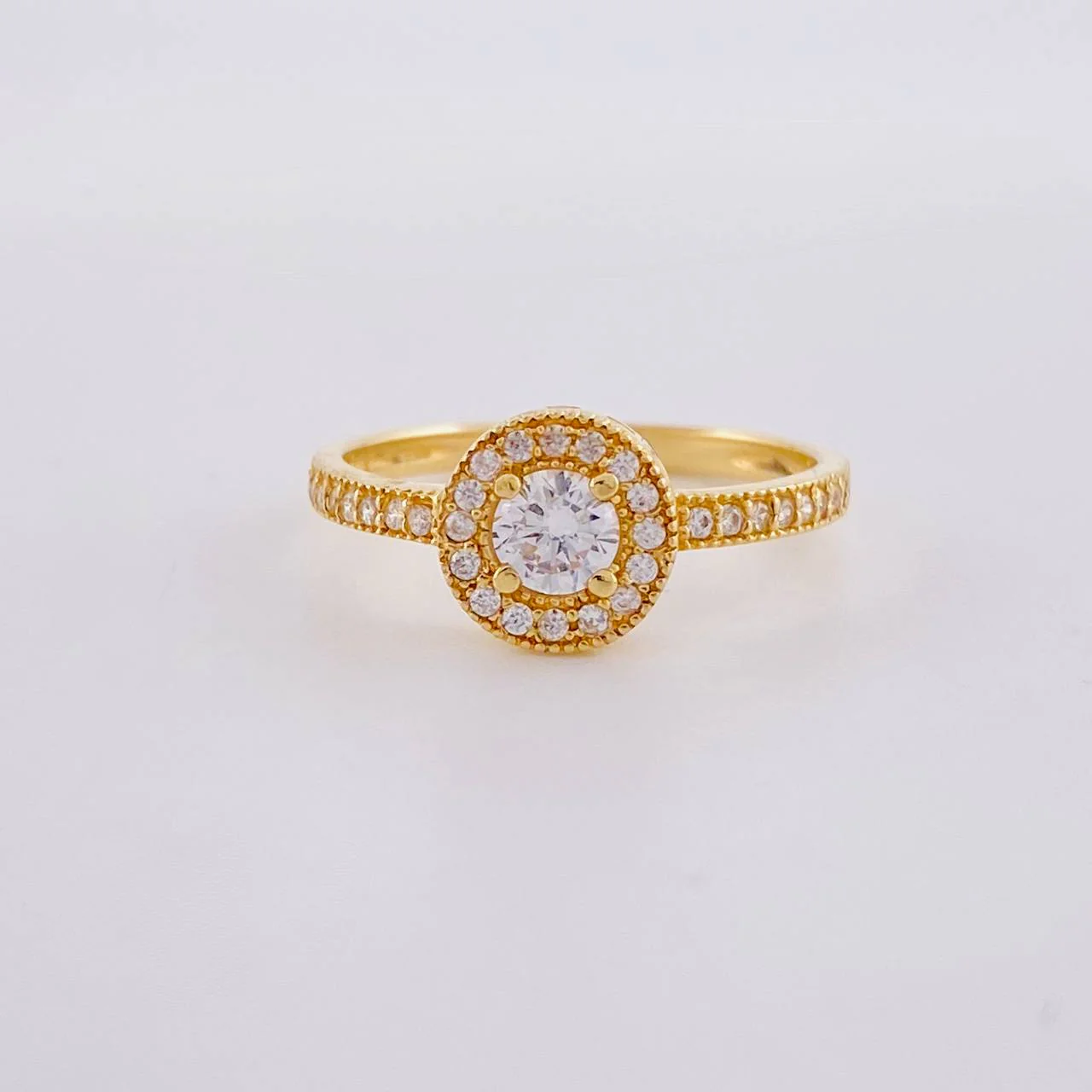 Anillo Halo Canasta 2.15g / T5 3/4 Oro Amarillo 18K