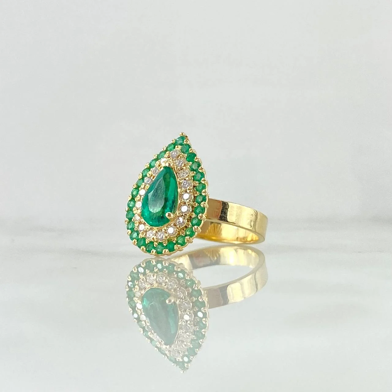 Anillo Halo Gota Tupido 6.4 g / T6 1/4 Oro Amarillo 18K - Image 2