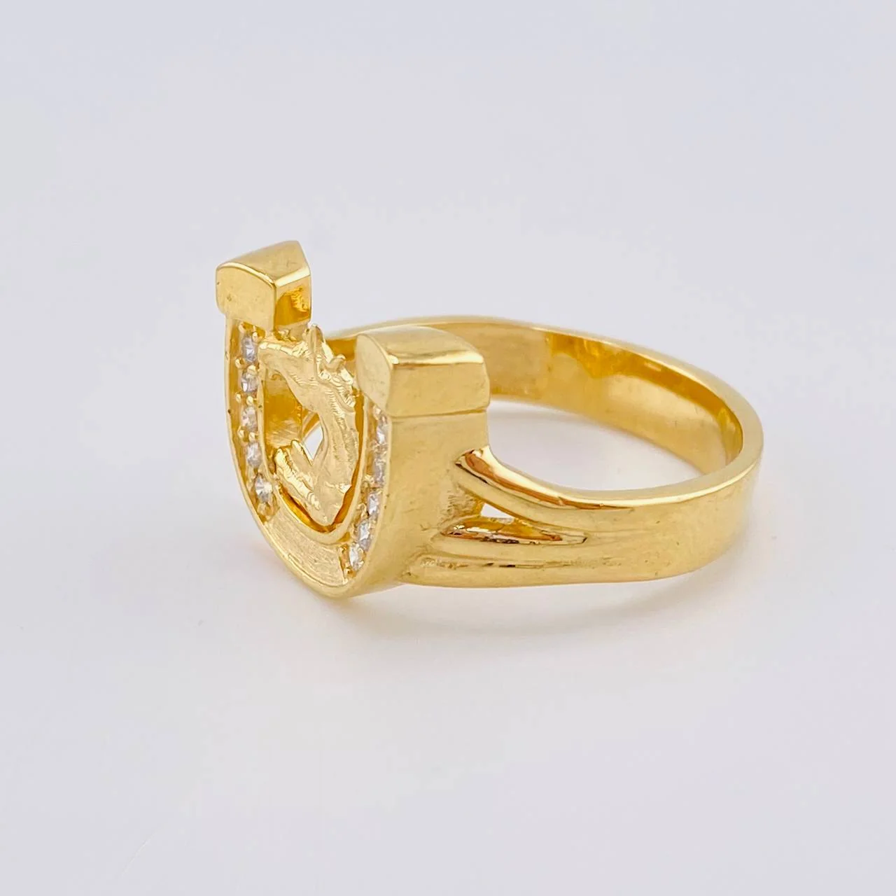 Anillo Herradura Caballo Mate 7.1 g / T9 3/4 Oro Amarillo 18K - Image 2