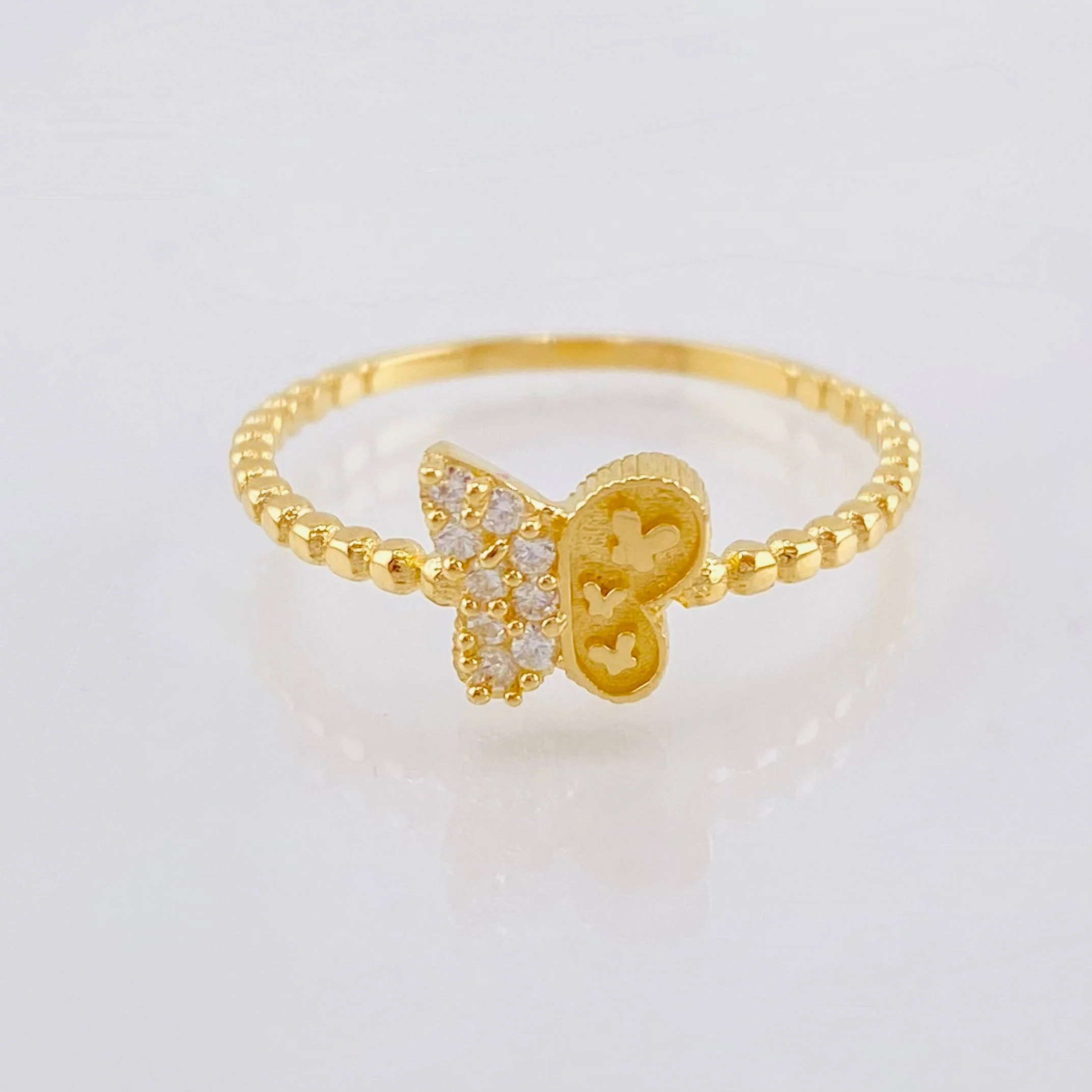 Anillo Mariposa Mate 1.4 g / T5 1/4 Oro Amarillo 18K