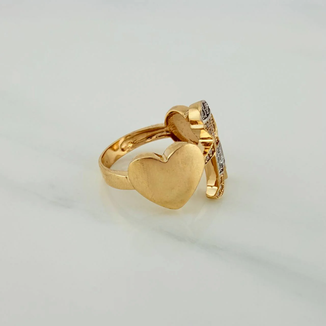 Anillo Niño Corazones 5.05gr / T6 / Dos Oros Amarillo Blanco 18K $ - Image 4