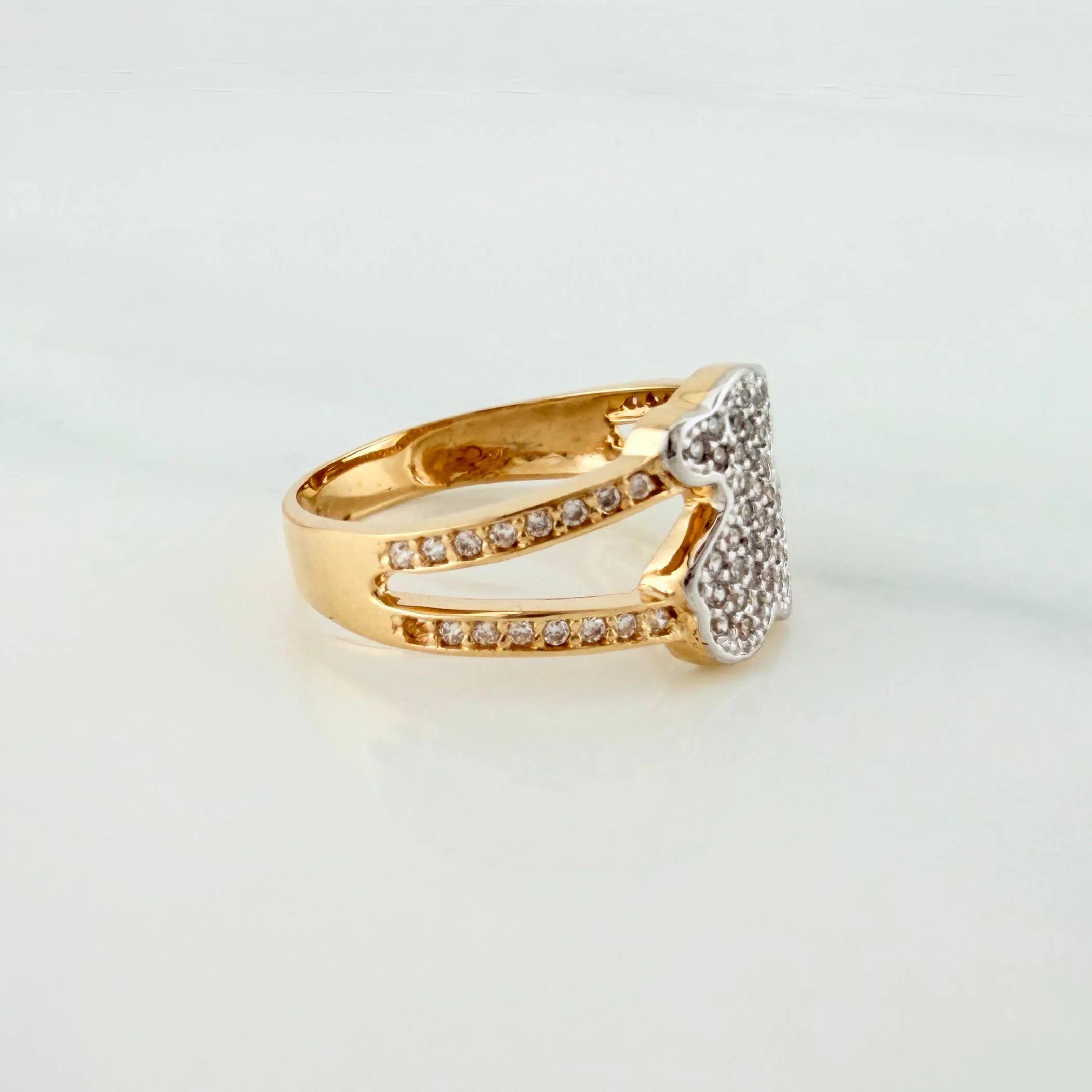 Anillo Oso Ts 3.4 g / T6 1/2 Dos Oros Amarillo Blanco 18K - Image 4