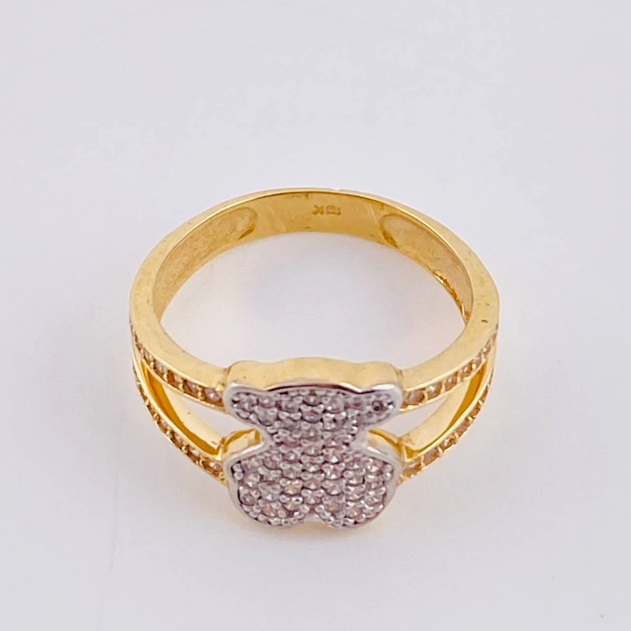 Anillo Oso Ts Doble Carril 3.6 g / T6 3/4 Dos Oros Amarillo Blanco 18K - Image 3