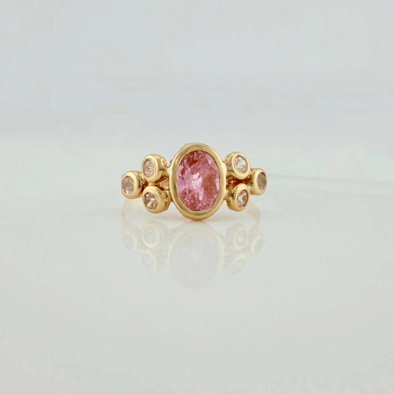 Anillo Ovalo Burbujas 1.4gr / T7 / Oro Amarillo 18K $