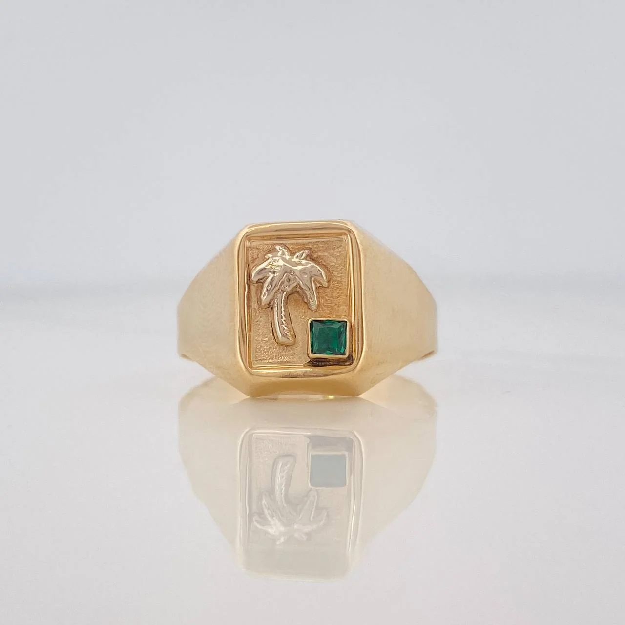 Anillo Palmera 3g / T11 Dos Oros Amarillo Blanco 18K