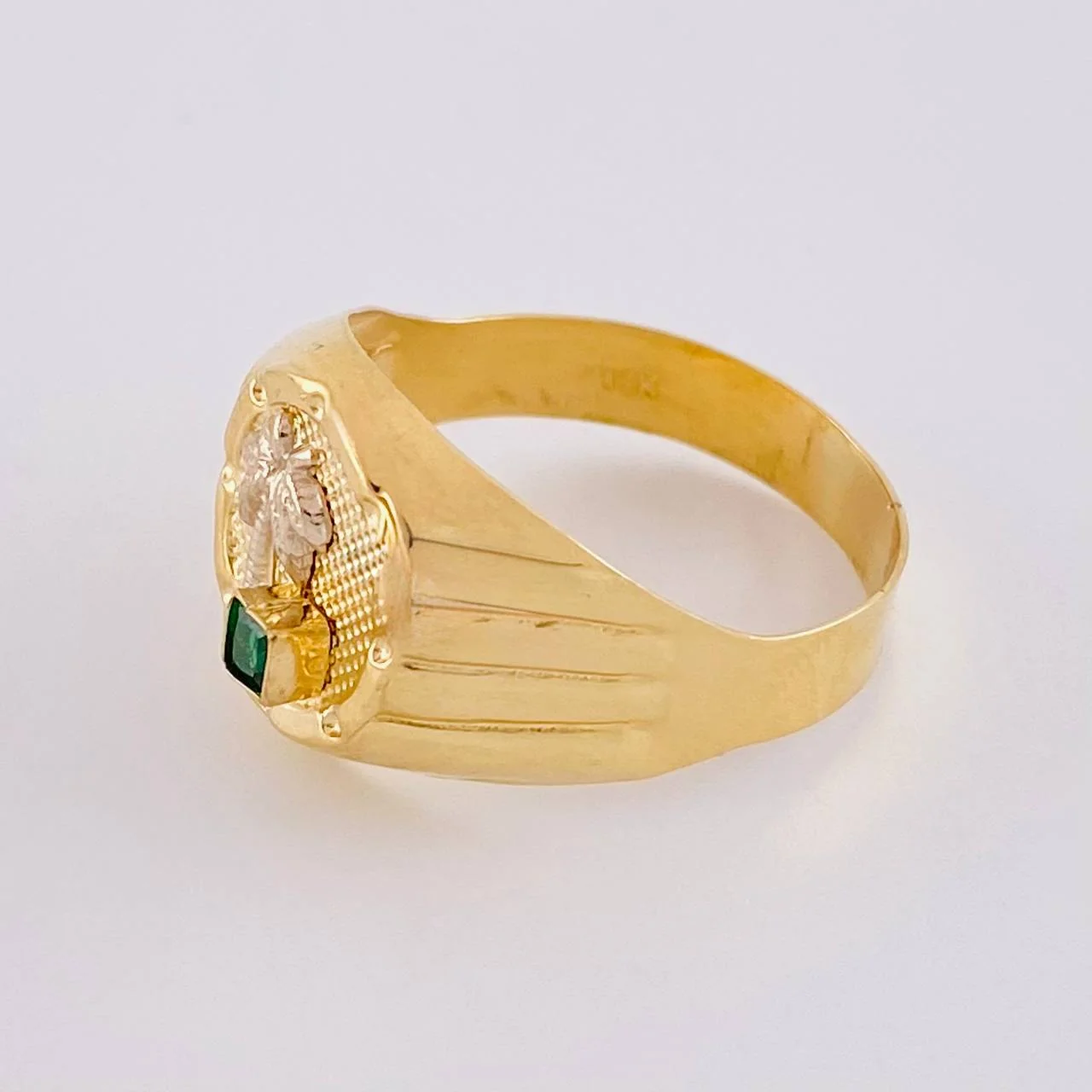 Anillo Palmera Redondo 3.45 g / T11 Dos Oros Amarillo Blanco 18K - Image 2