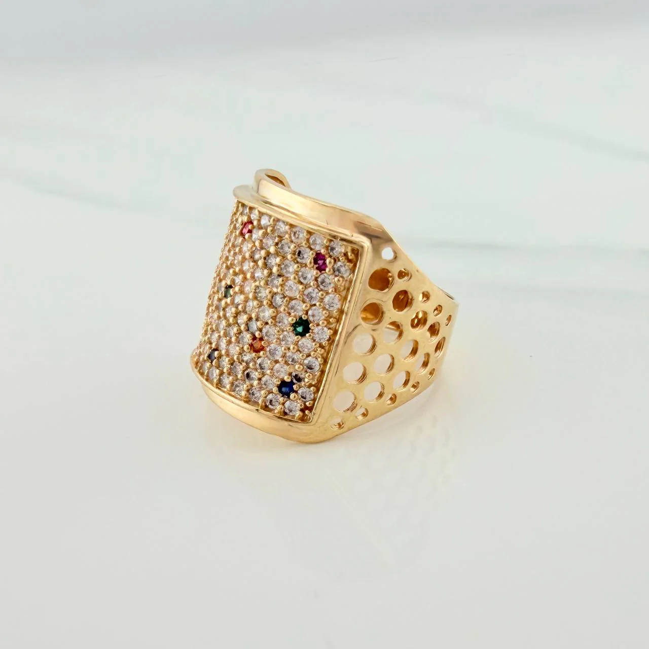 Anillo Placa Circulos 6.65gr / T7 1/4 / Oro Amarillo 18K $ - Image 3
