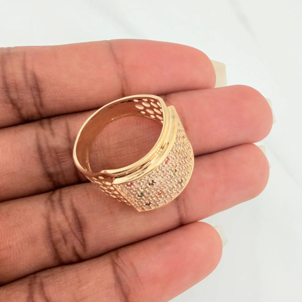 Anillo Placa Circulos 6.65gr / T7 1/4 / Oro Amarillo 18K $ - Image 5