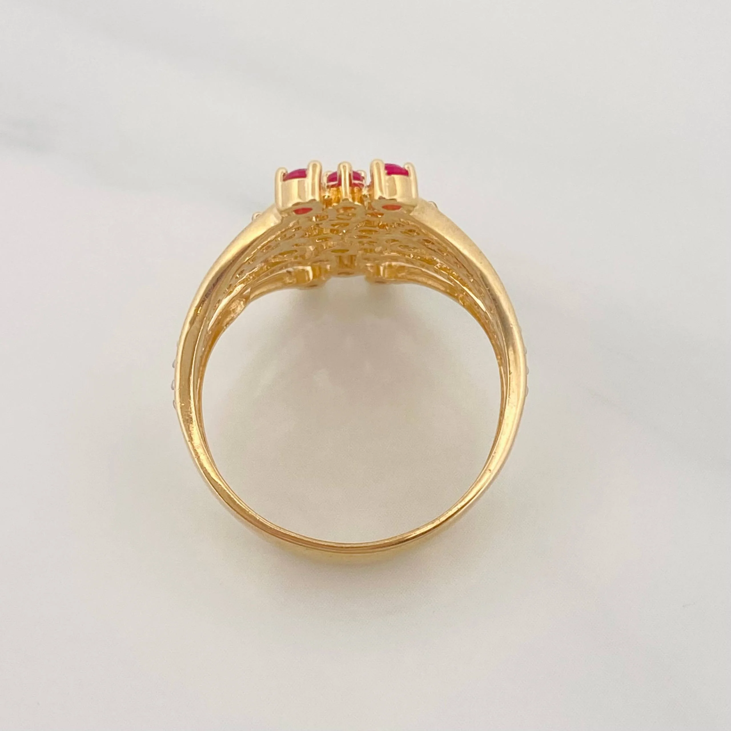 Anillo Puntos 5.75g / T7 1/2 Dos Oros Amarillo Blanco 18K - Image 4