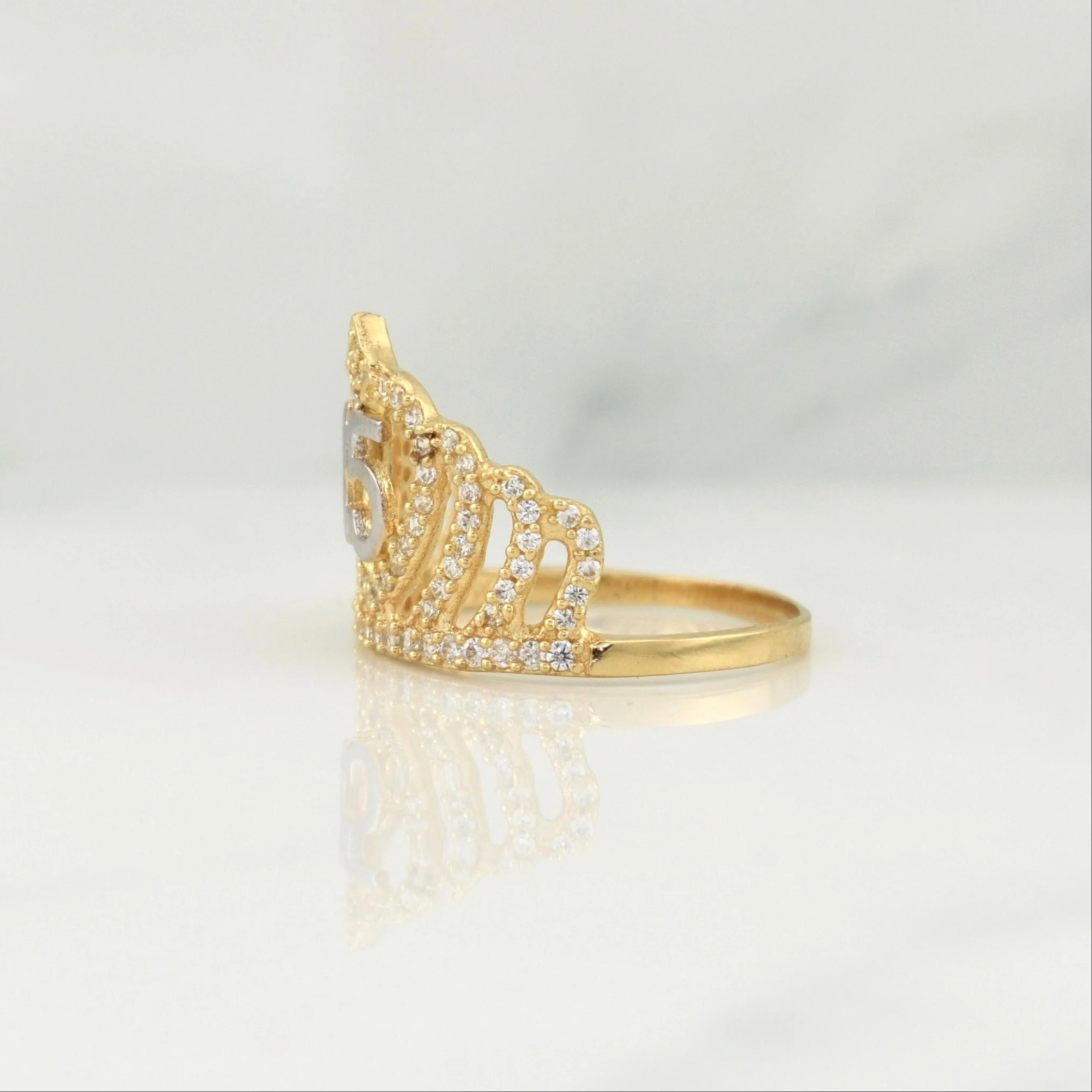 Anillo Quinces 3.2 g / T7,25 Dos Oros Amarillo Blanco 18K - Image 2