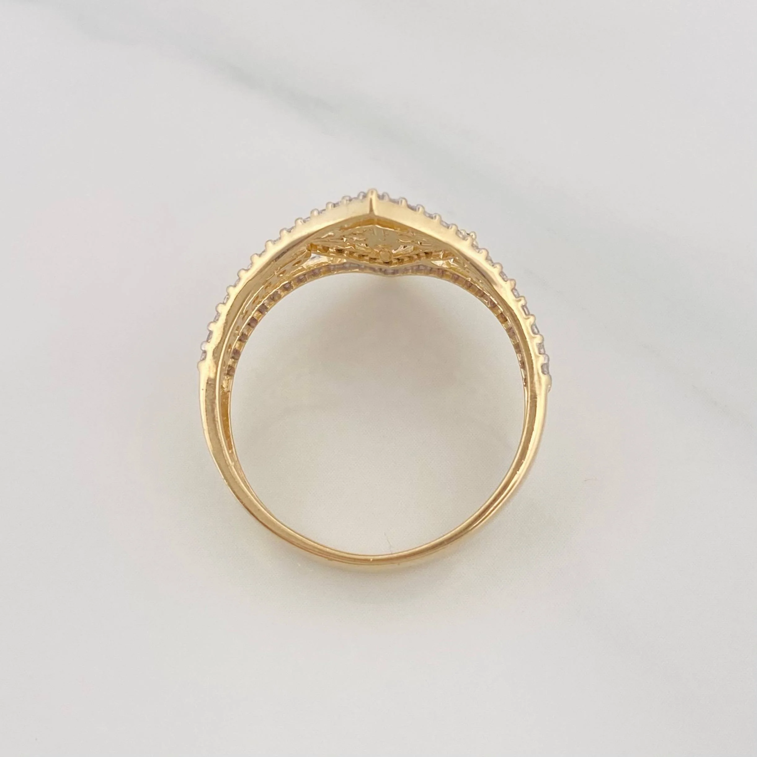 Anillo Rombos 3.75g / T7 3/4 Dos Oros Amarillo Blanco 18K - Image 4