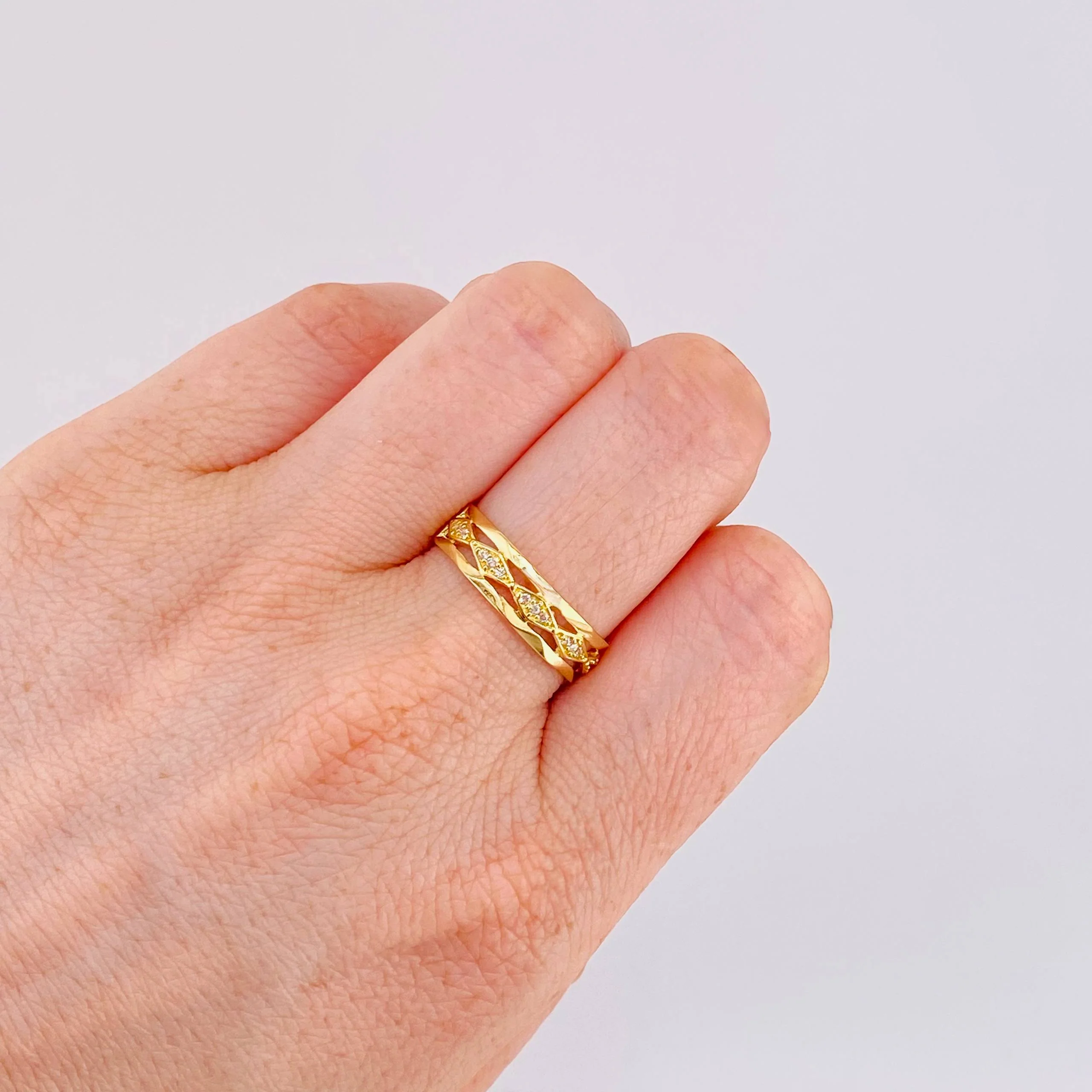 Anillo Rombos Ondeados 2gr / T8 1/4 / Oro Amarillo 18K * - Image 4