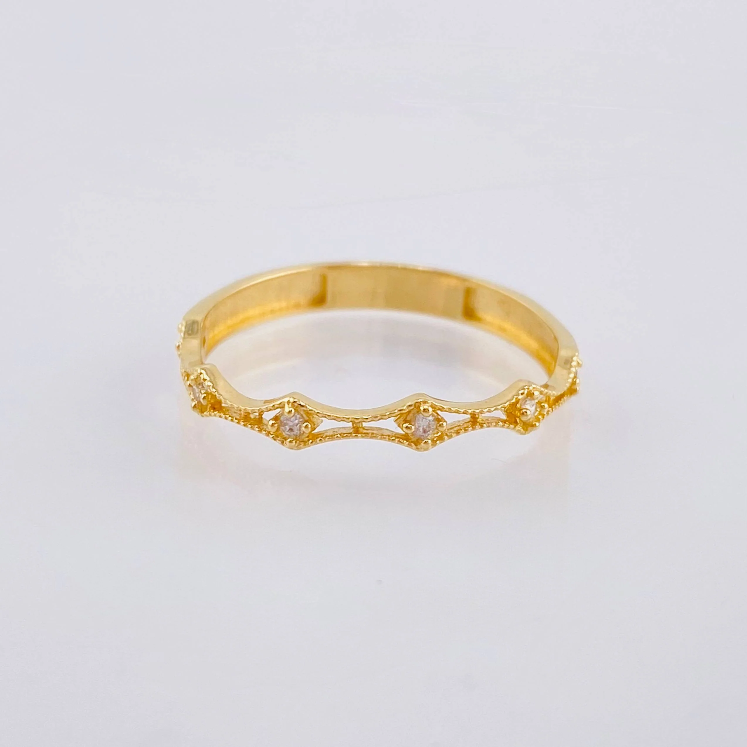 Anillo Rombos Tranversales 1.35gr / T7 3/4 / Oro Amarillo 18K