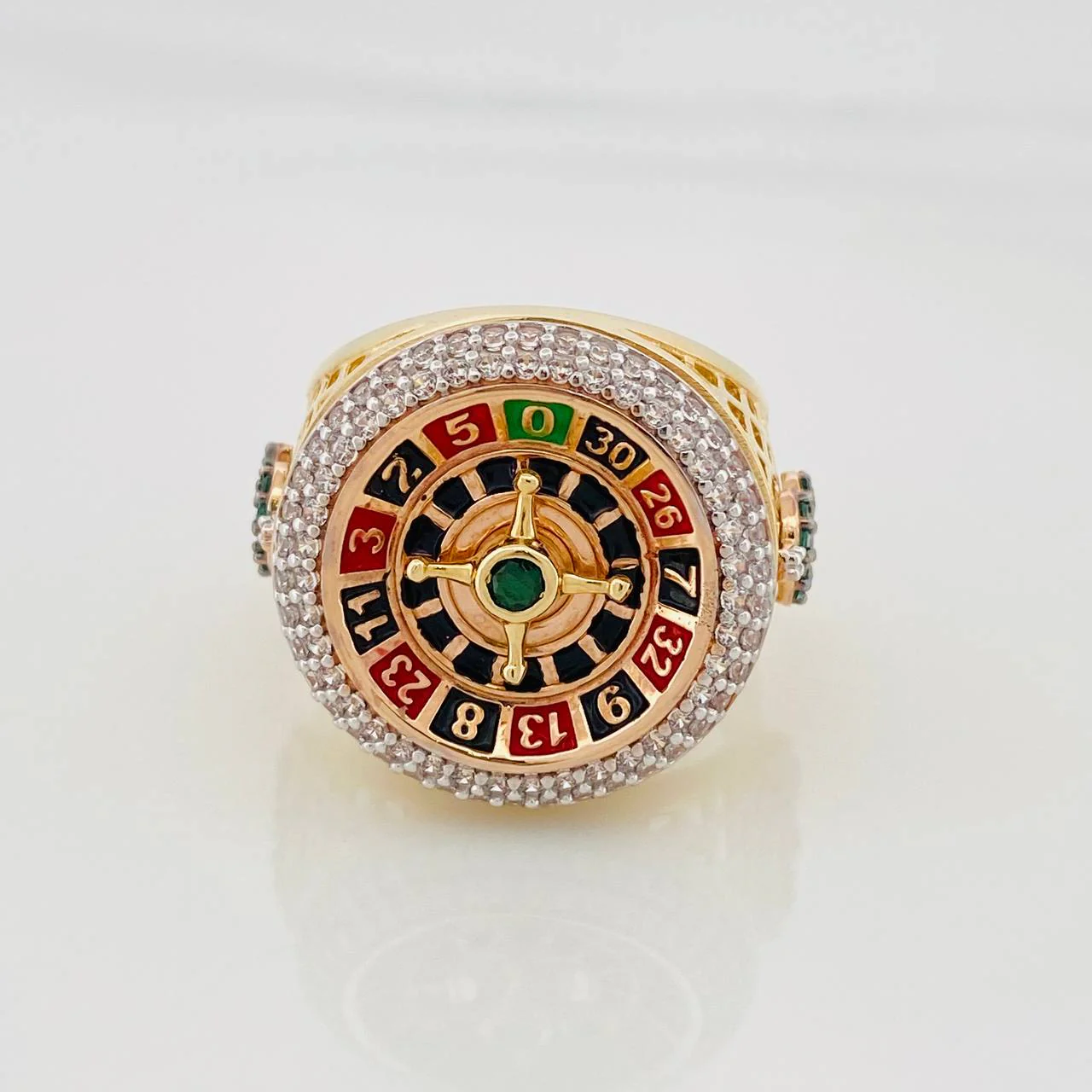 Anillo Ruleta Casino 14.25g / T10 1/2 Dos Oros Amarillo Blanco 18K