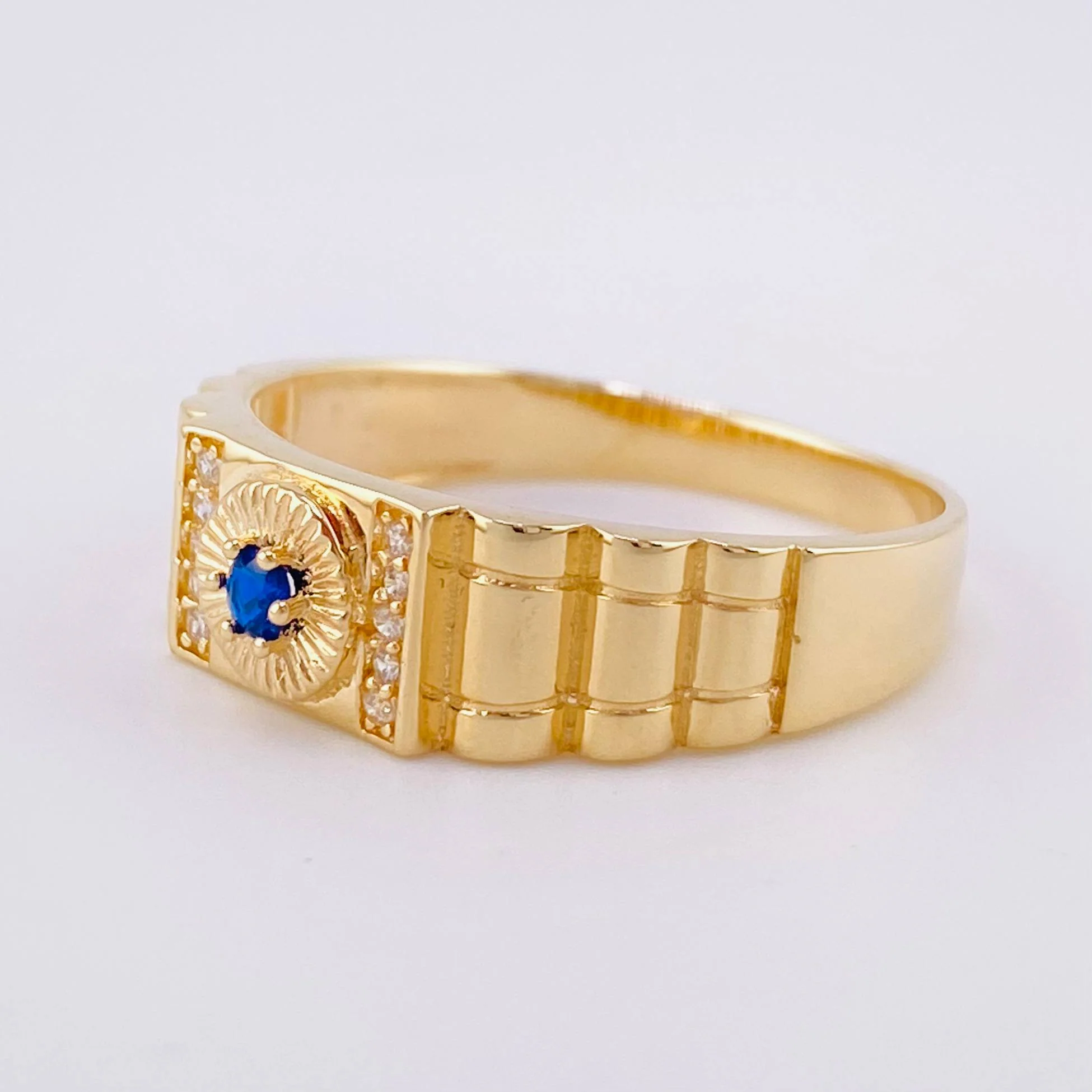 Anillo Sello Aro Rayado 4.3g / T10 1/2 Oro Amarillo 18K - Image 2
