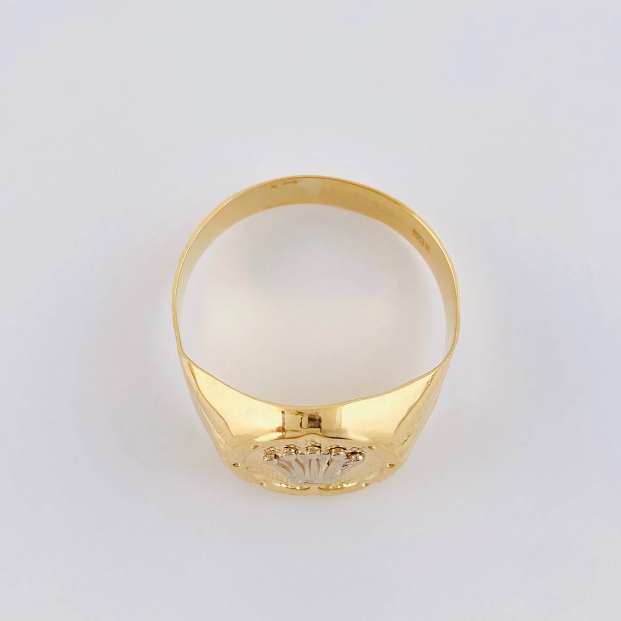 Anillo Sello Corona Redondo 2.8 g / T10 Dos Oros Amarillo Blanco 18K - Image 3