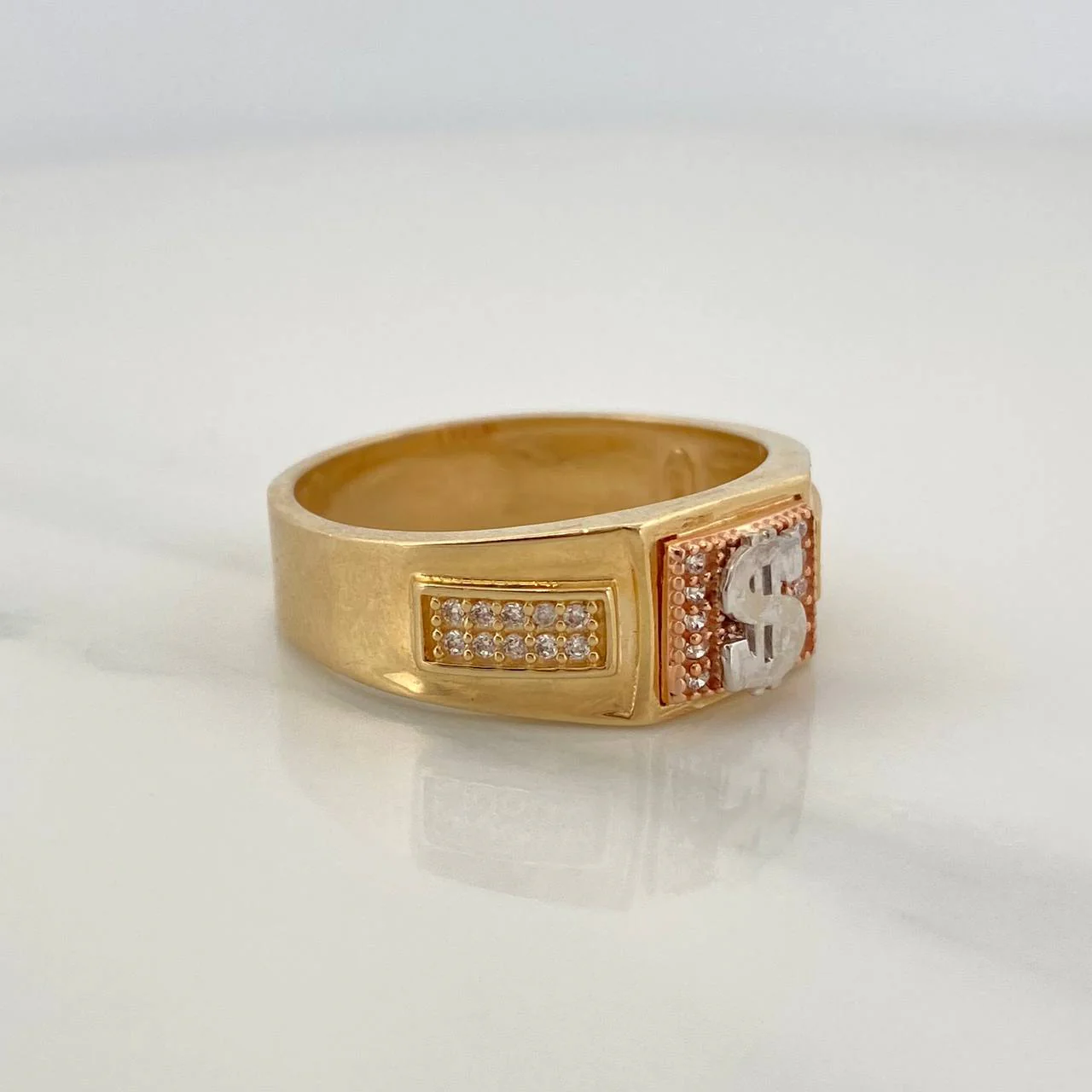 Anillo Signo Peso 6.7gr / T10 / Tres Oros 18K $ - Image 3