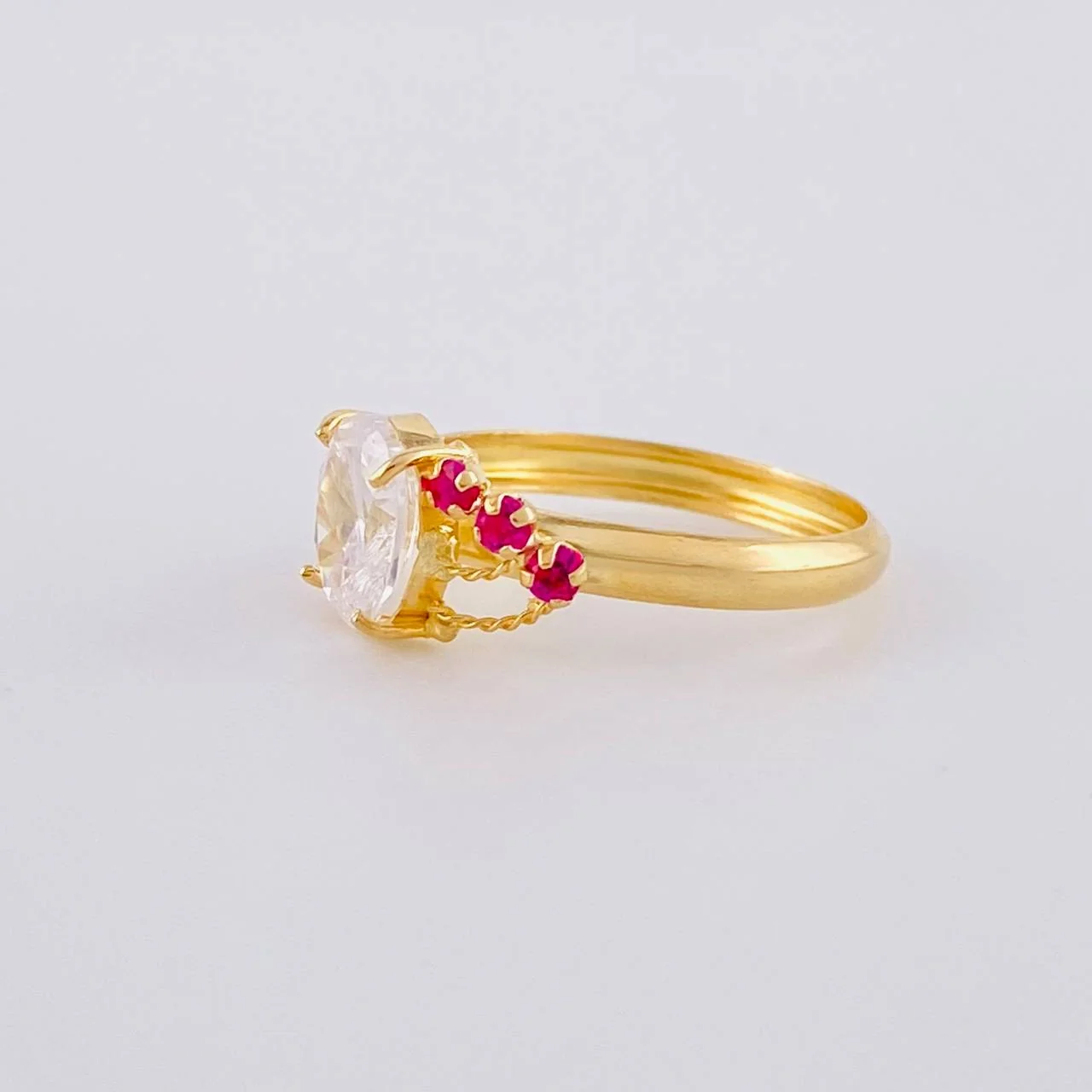 Anillo Solitario Cristal Real 1.8 g / T8 1/4 Oro Amarillo 18K - Image 2