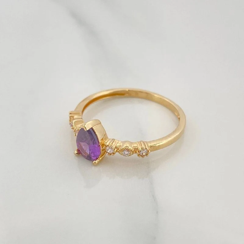 Anillo Solitario Gota 2.15 g / T7 Oro Amarillo 18K - Image 3